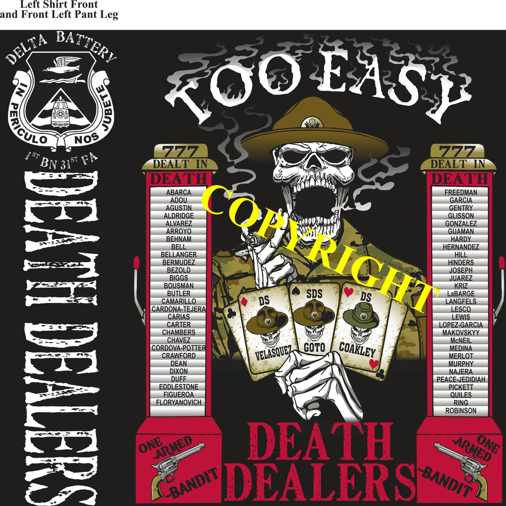 Platoon Shirts (2nd generation print) DELTA 1st 31st DEATH DEALERS NOV 2020