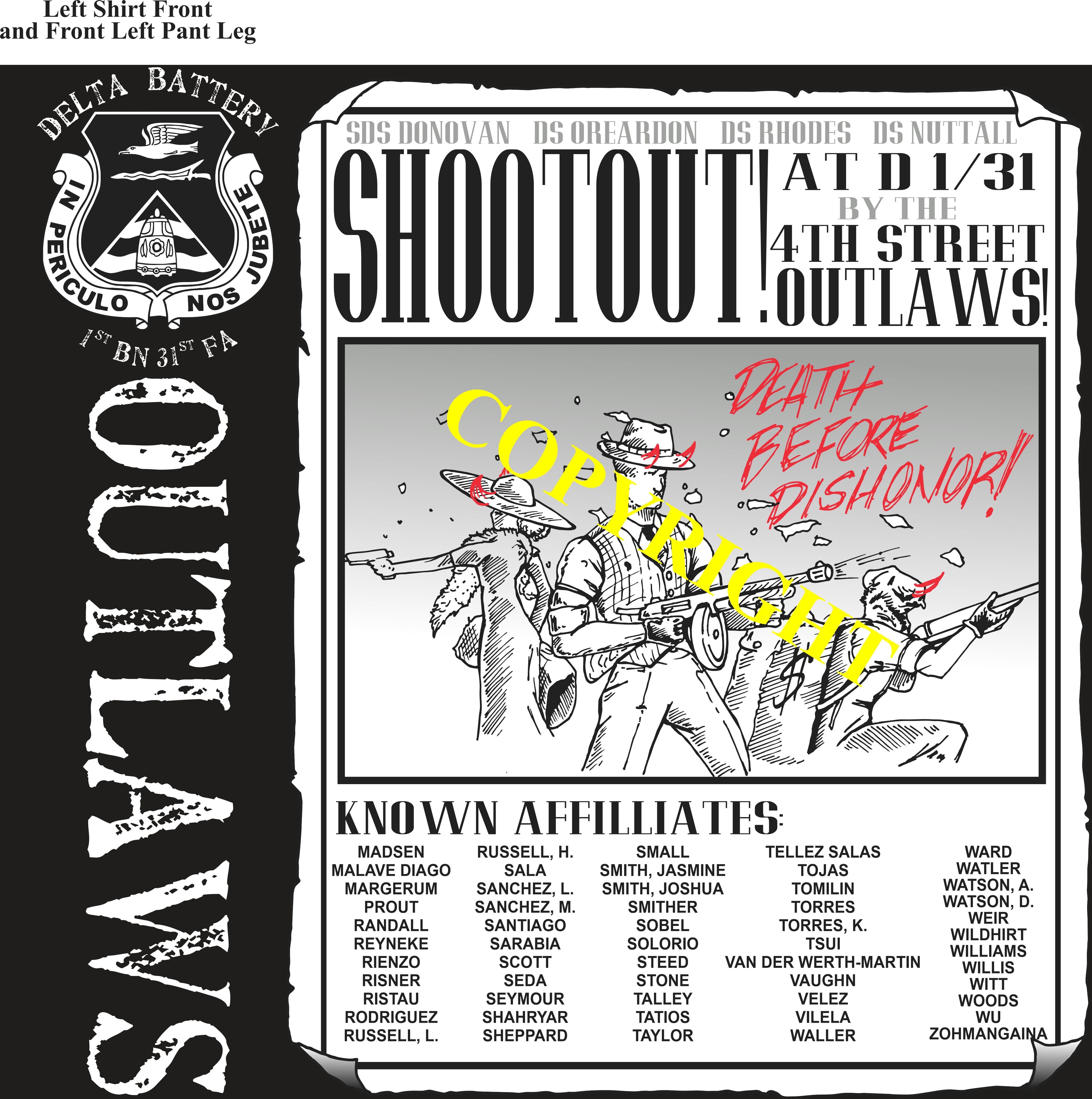 Platoon Items (2nd generation print) DELTA 1st 31st OUTLAWS DEC 2021