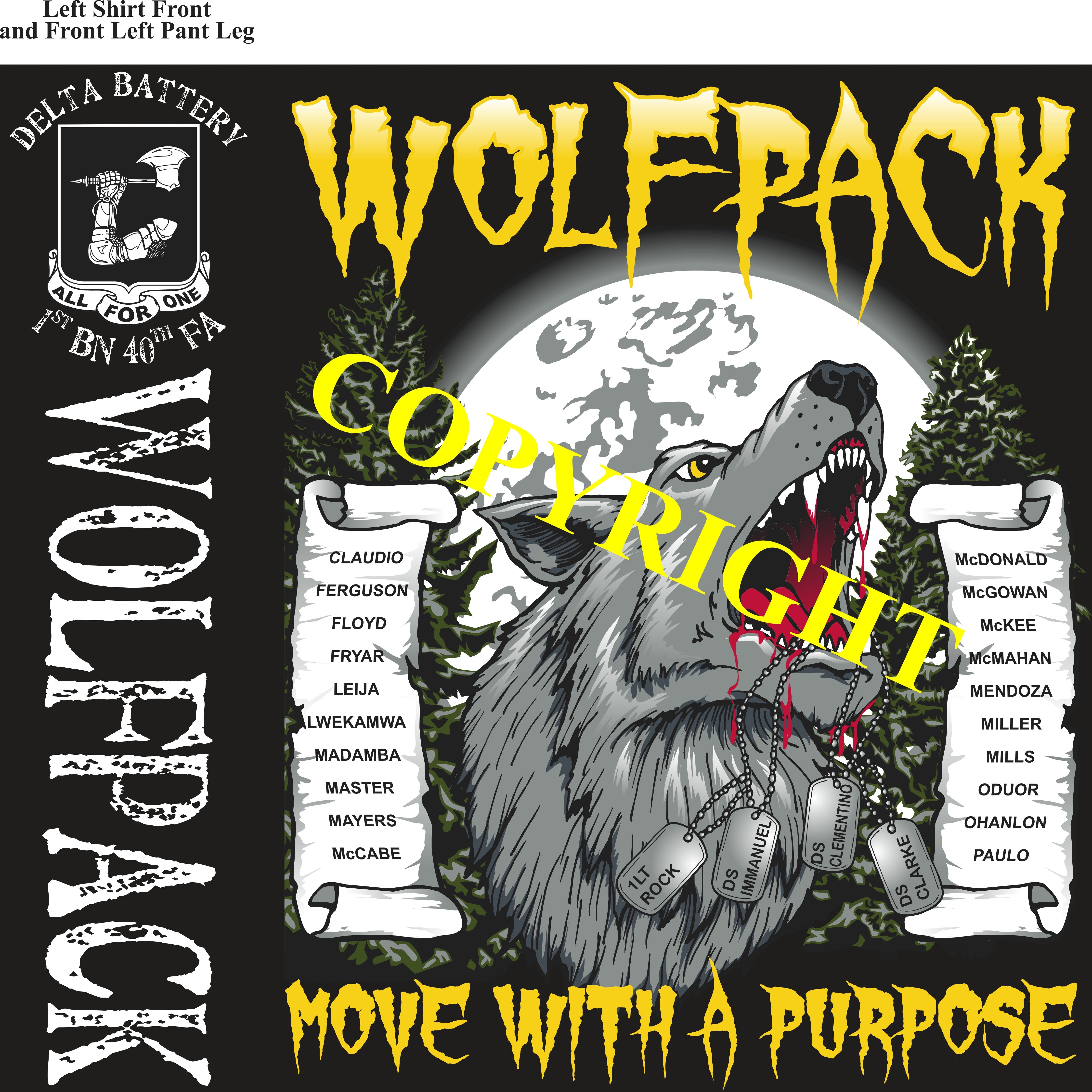 Platoon Shirts (2nd generation print) DELTA 1st 40th WOLFPACK JUNE 2020