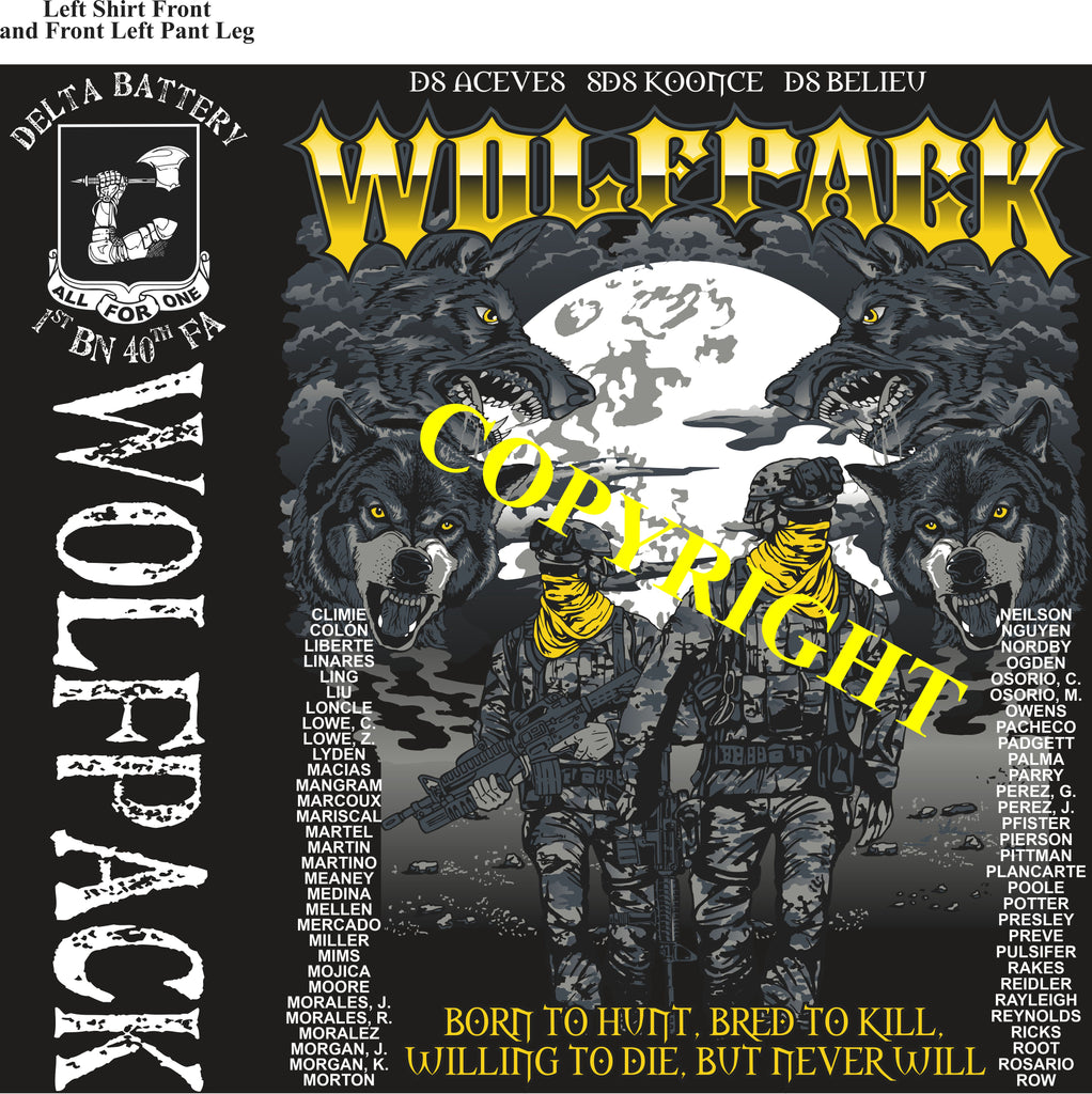 Platoon Shirts (2nd generation print) DELTA 1st 40th WOLFPACK SEPT 2021