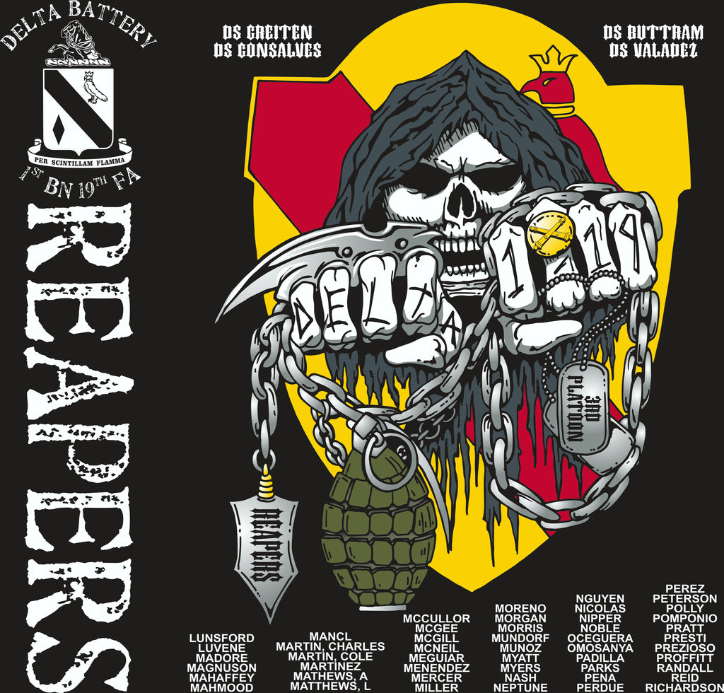 PLATOON SHIRTS (2nd generation print) DELTA 1st 19th REAPERS AUG 2017
