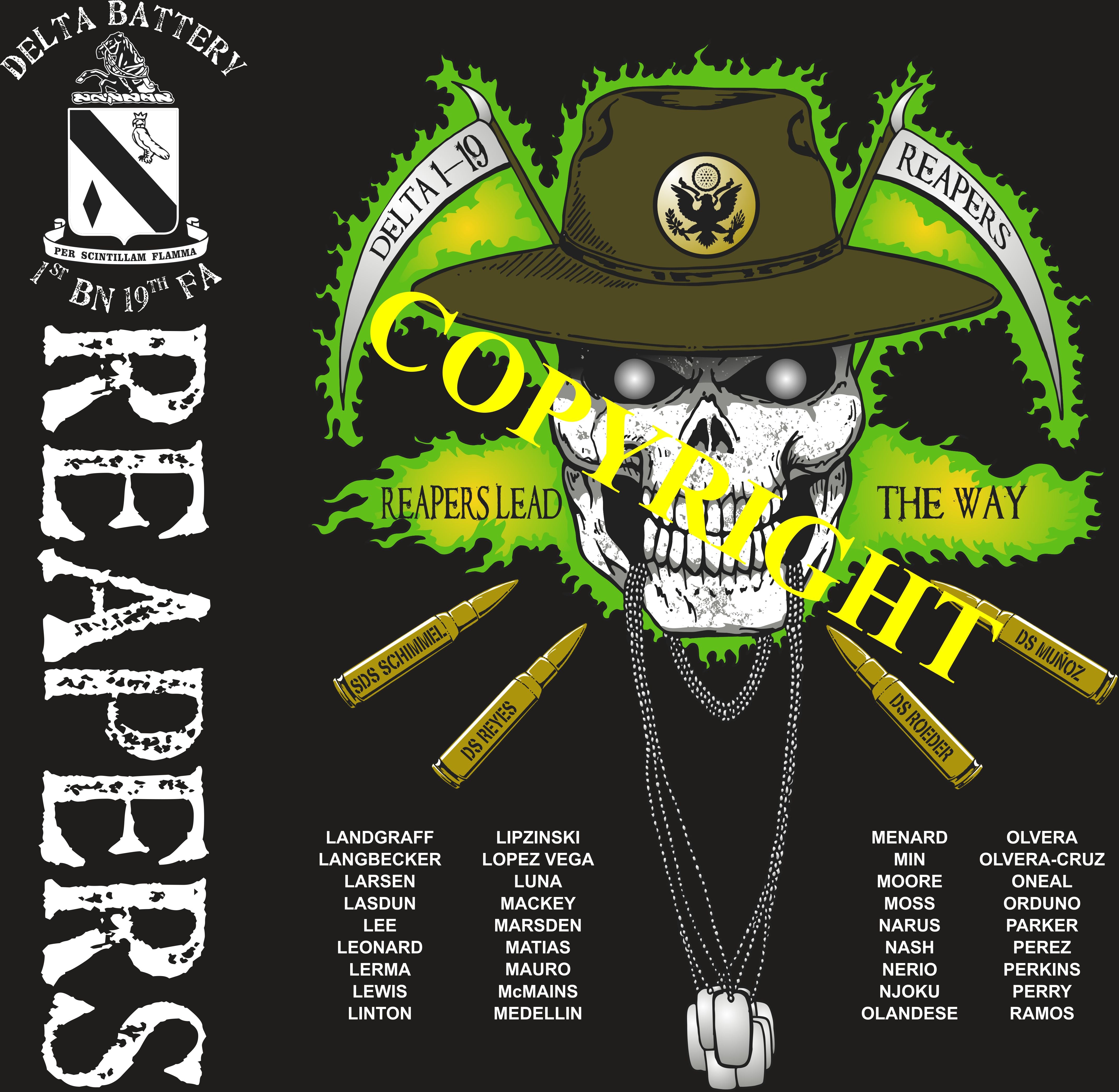 Platoon Shirts (2nd generation print) DELTA 1st 19th REAPERS NOV 2019