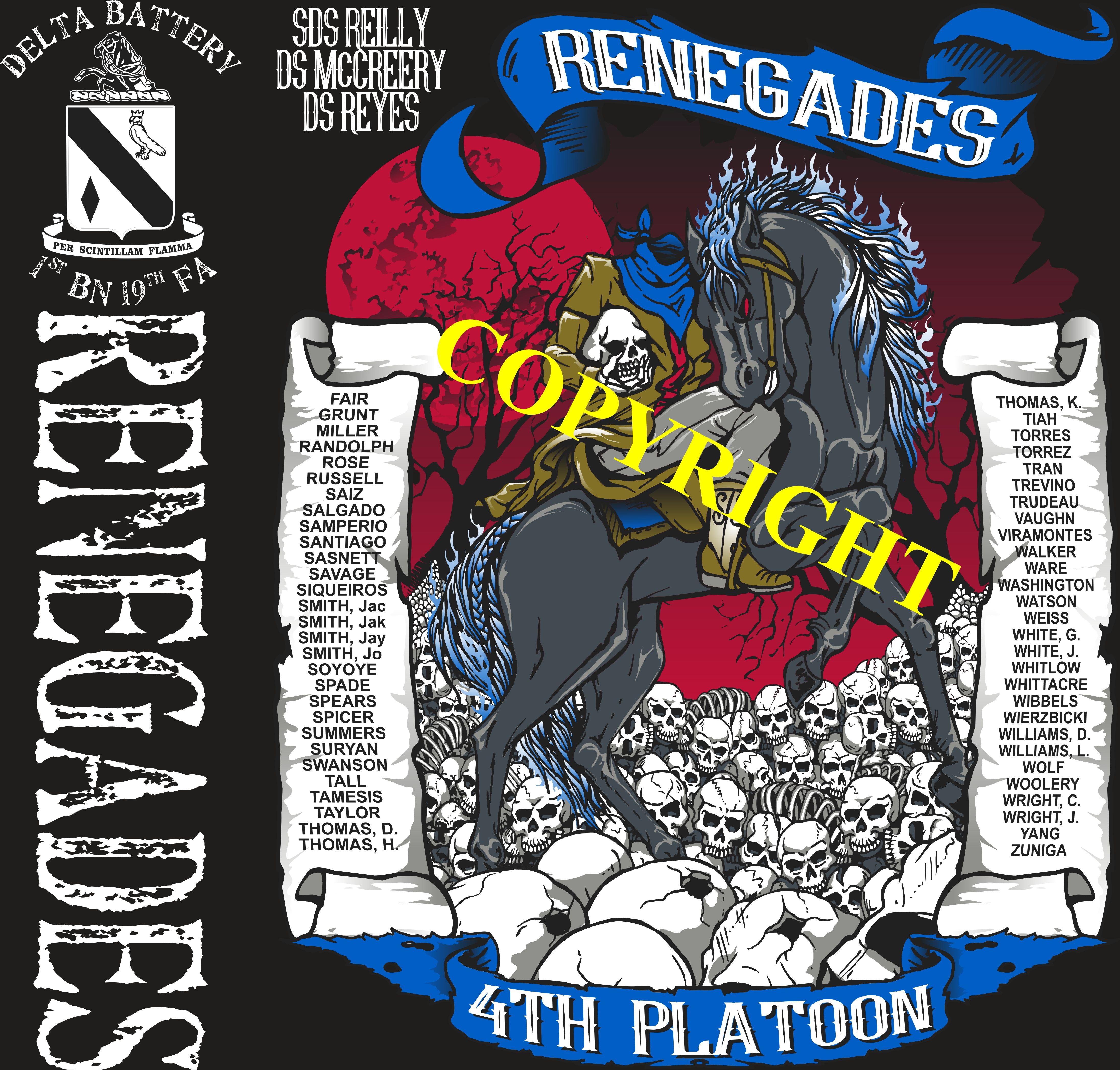 Platoon Shirts (2nd generation print) DELTA 1st 19th RENEGADES FEB 2020