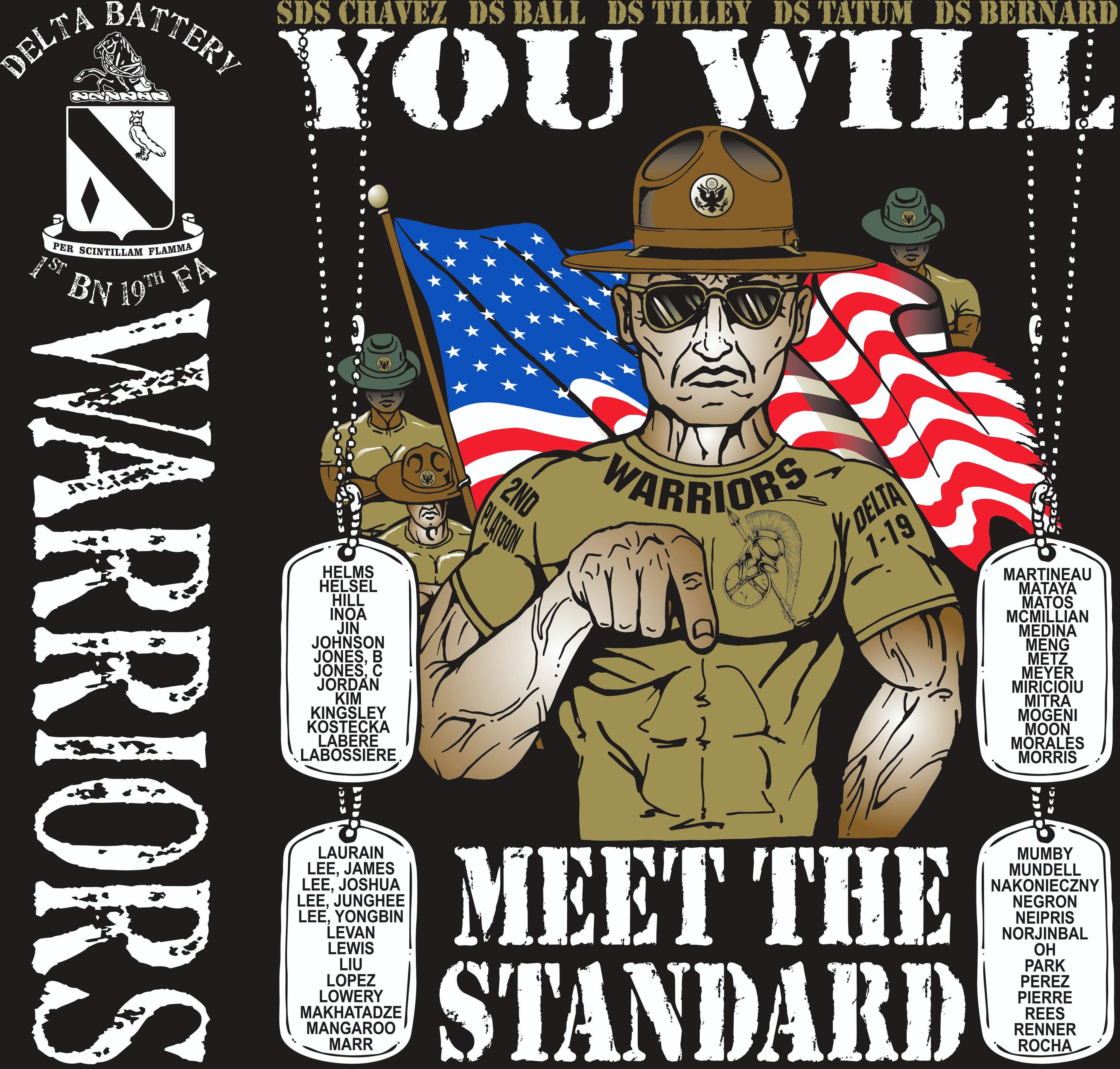 PLATOON SHIRTS (2nd generation print) DELTA 1st 19th WARRIORS MAY 2017