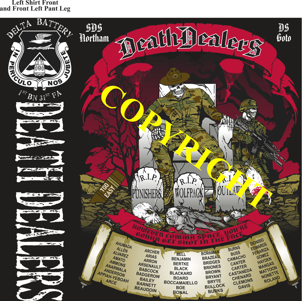 Platoon Shirts (2nd generation print) DELTA 1st 31st DEATH DEALERS OCT 2019