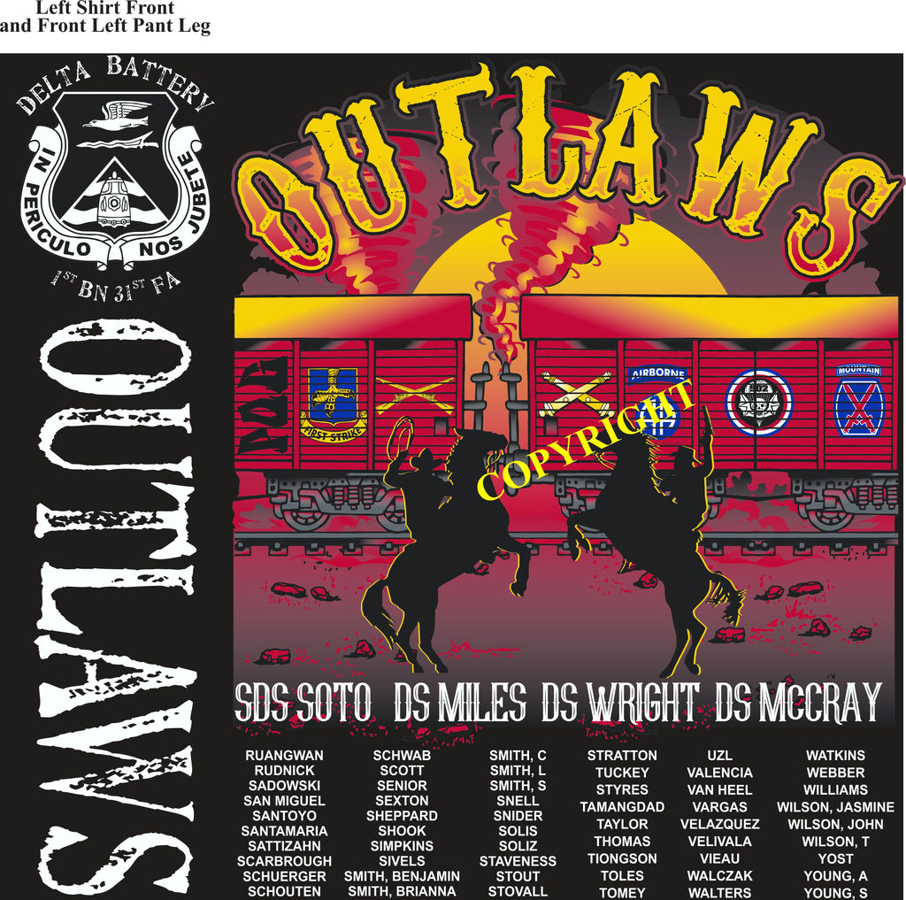 Platoon Shirts (2nd generation print) DELTA 1st 31st OUTLAWS OCT 2018