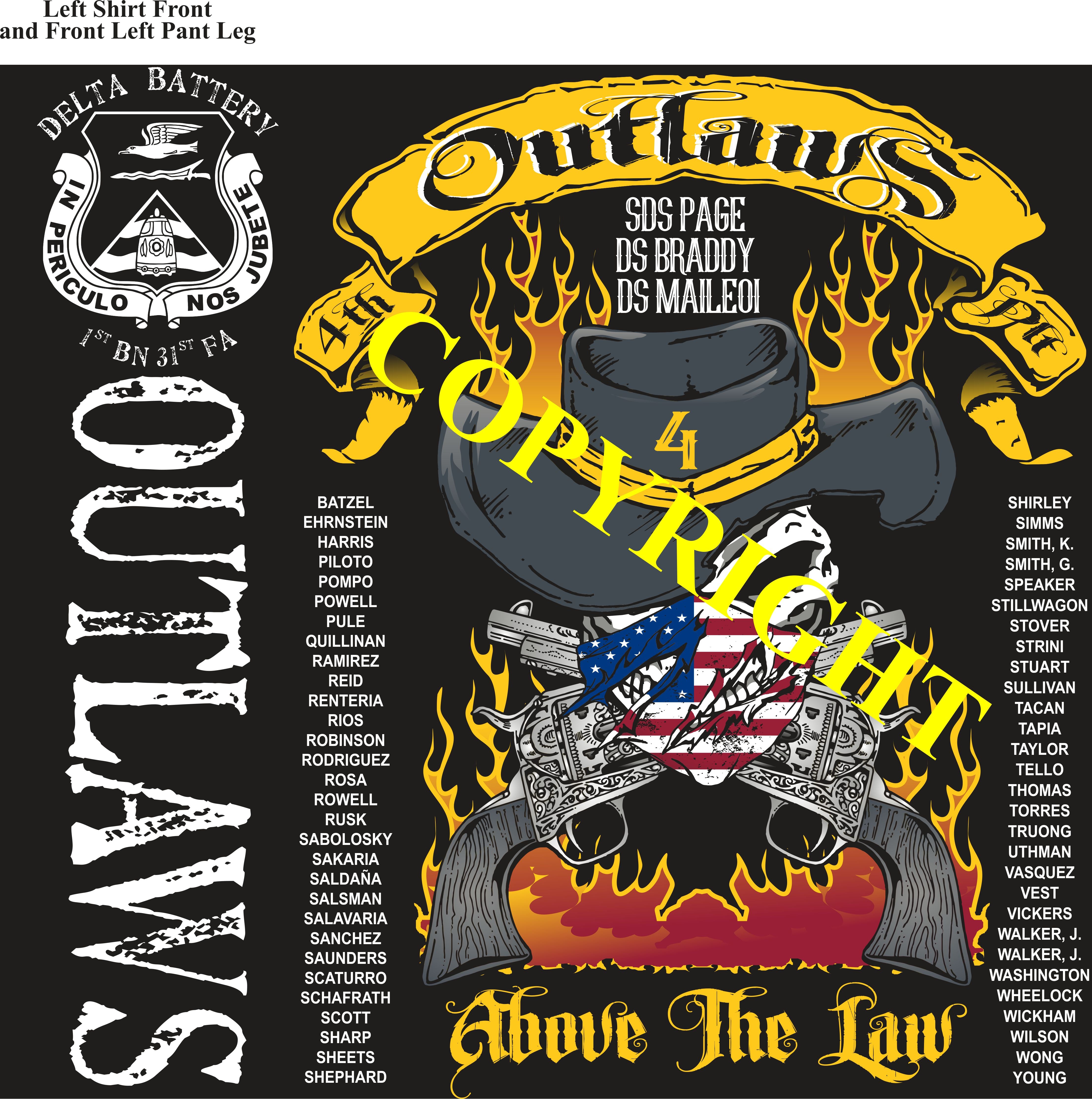 Platoon Shirts (2nd generation print) DELTA 1st 31st OUTLAWS OCT 2019