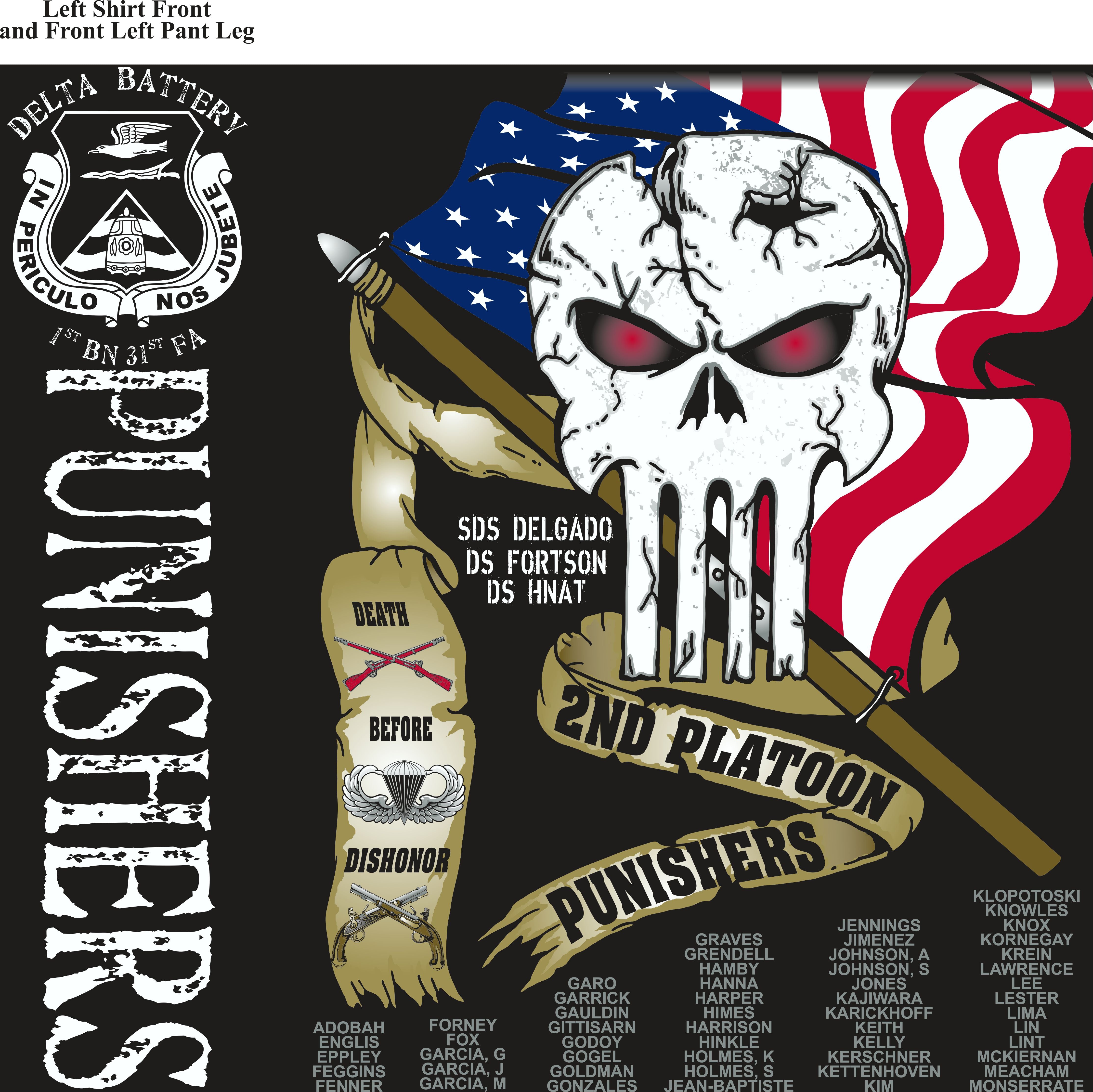 Platoon Shirts (2nd generation print) DELTA 1ST 31ST PUNISHERS SEPT 2017