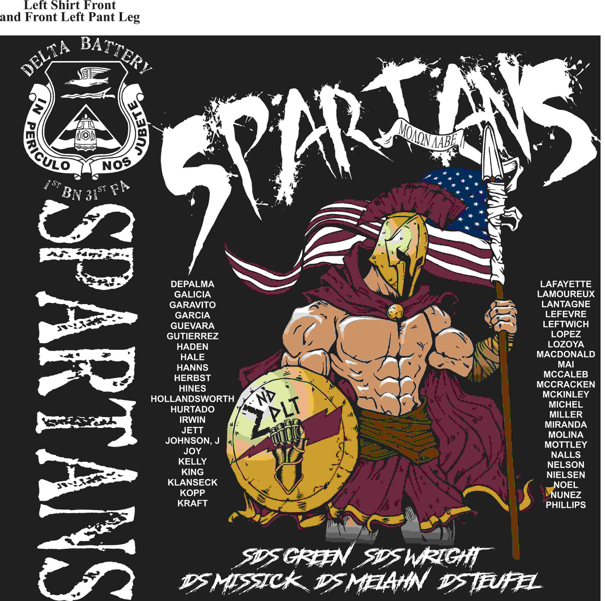 PLATOON SHIRTS (2nd generation print) DELTA 1st 31st SPARTANS JUNE 2016