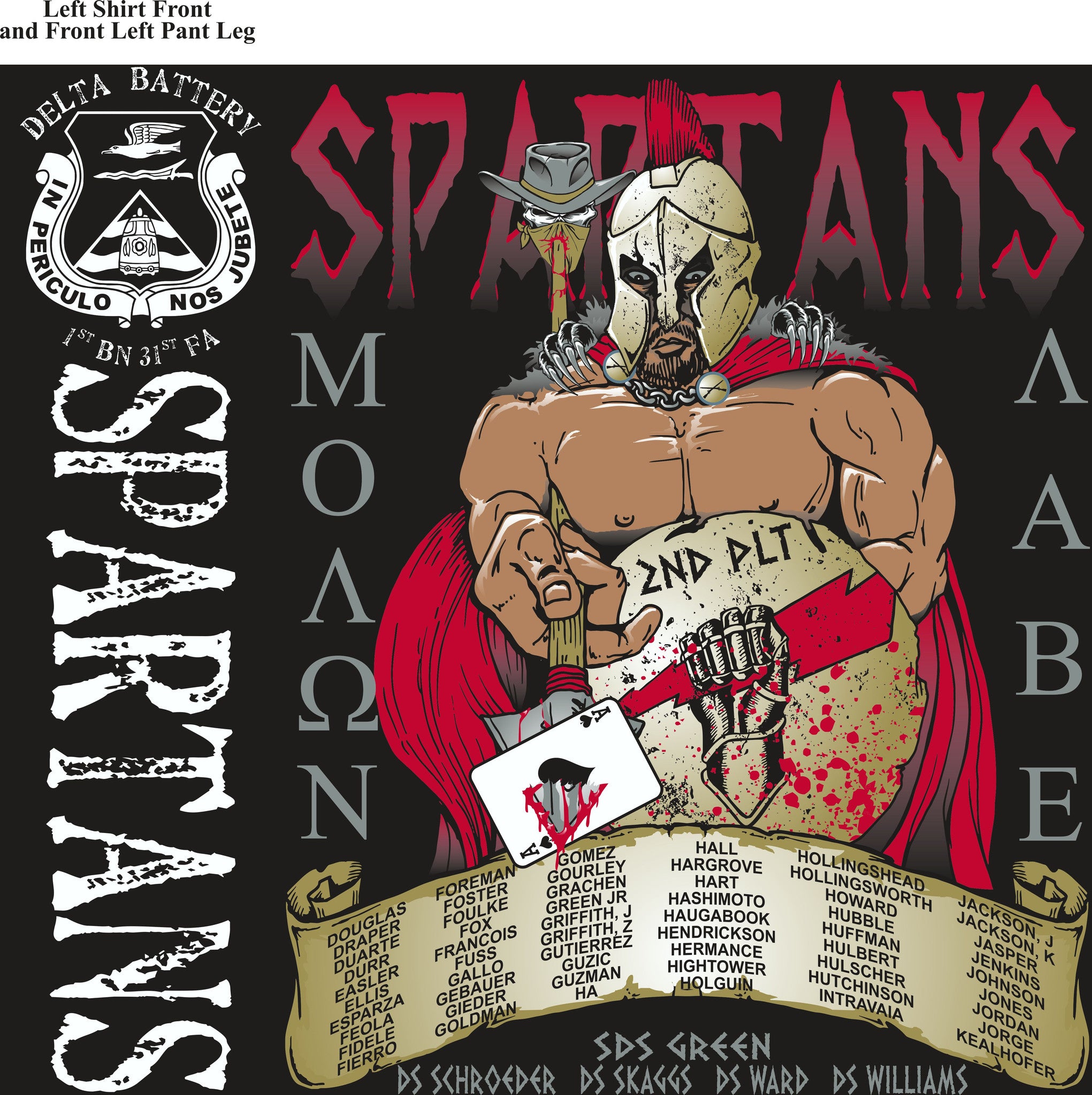 PLATOON SHIRTS (2nd generation print) DELTA 1st 31st SPARTANS SEPT 2016