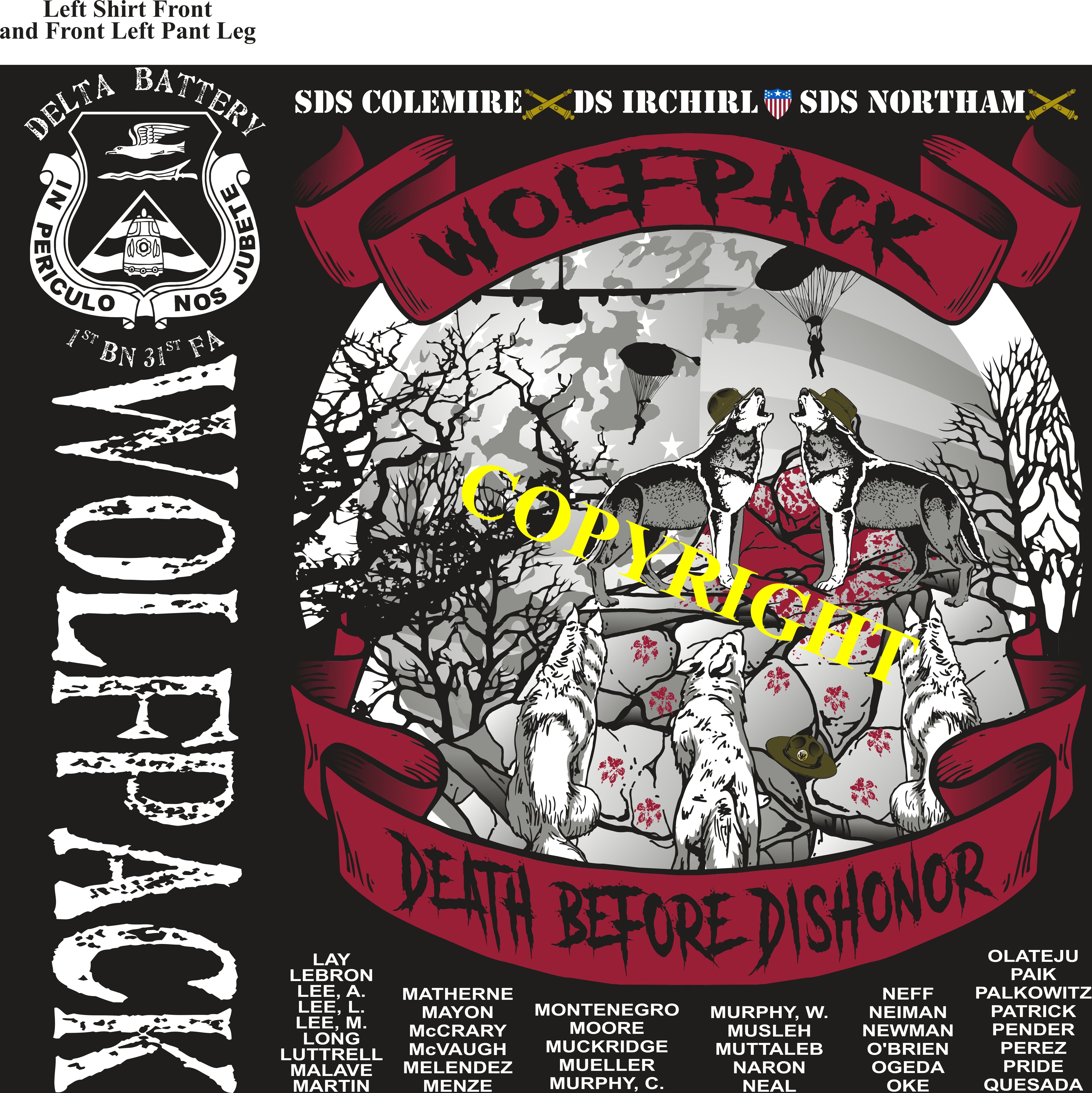 Platoon Shirts (2nd generation print) DELTA 1st 31st WOLFPACK MAY 2019