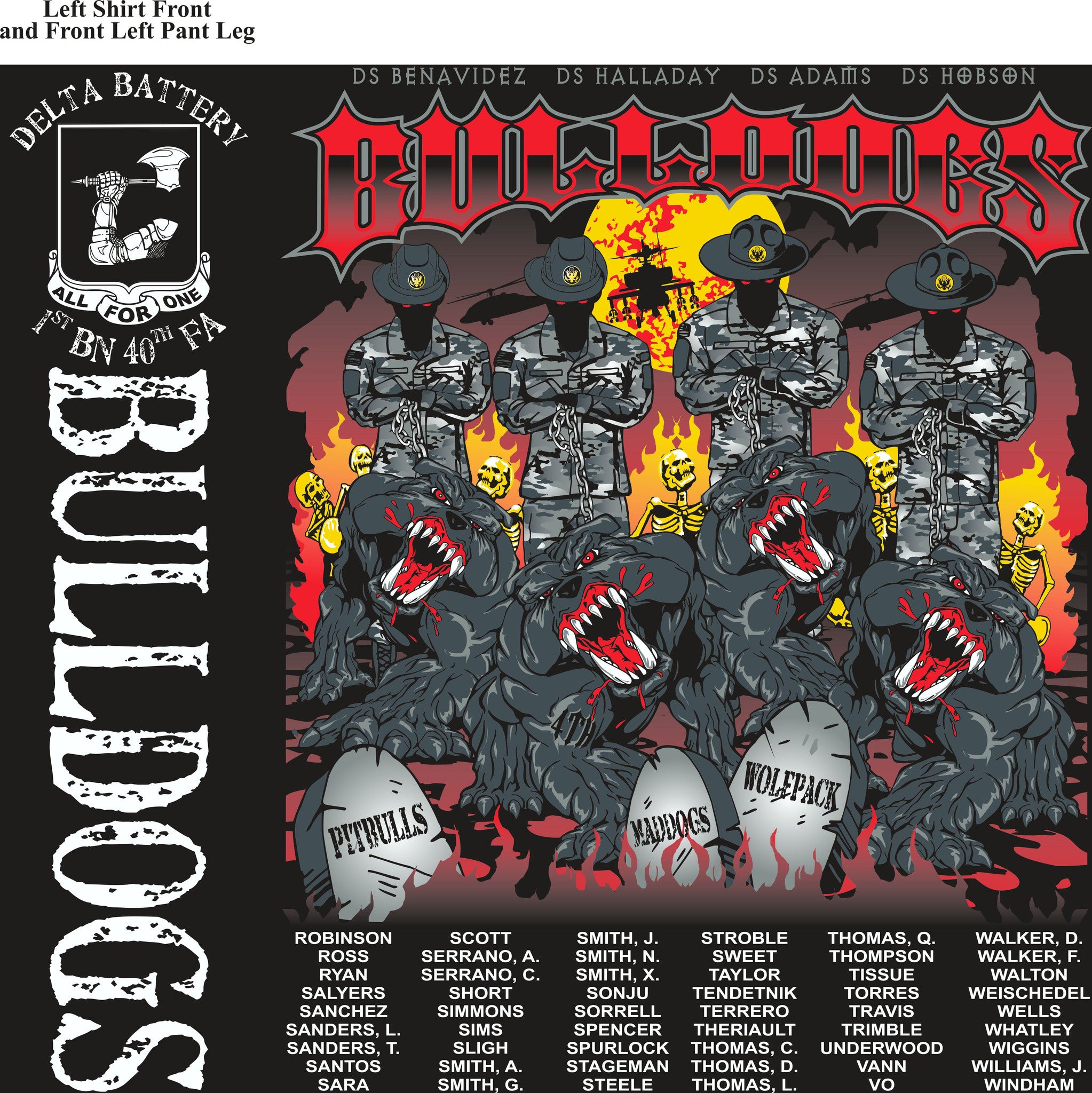 PLATOON SHIRTS (2nd generation print) DELTA 1st 40th BULLDOGS DEC 2016