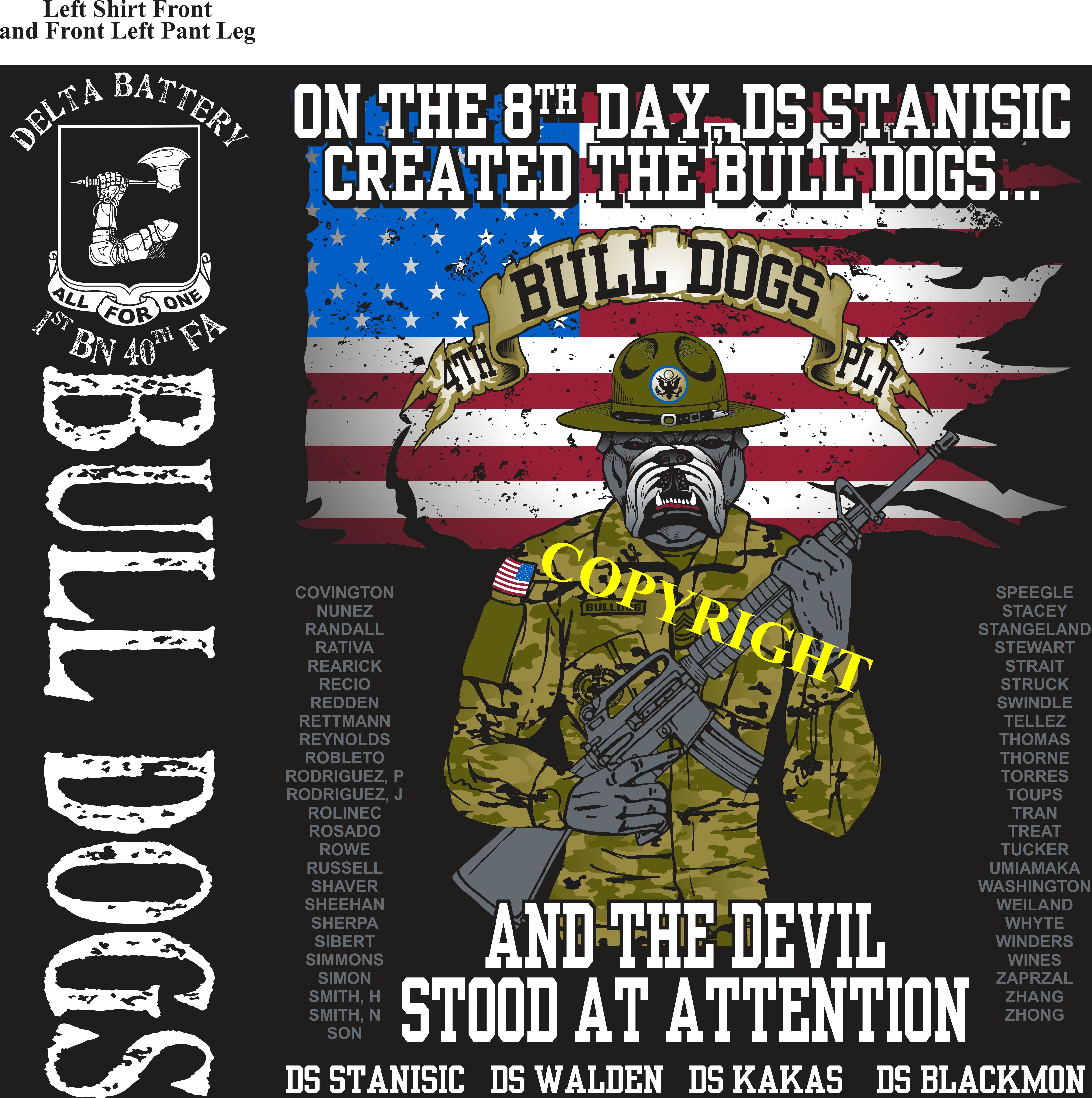 Platoon Shirts (2nd generation print) DELTA 1st 40th BULLDOGS JAN 2019