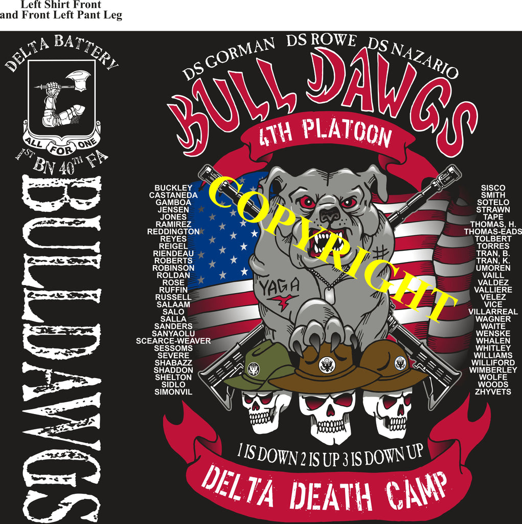 Platoon Shirts (2nd generation print) DELTA 1st 40th BULL DAWGS OCT 2019