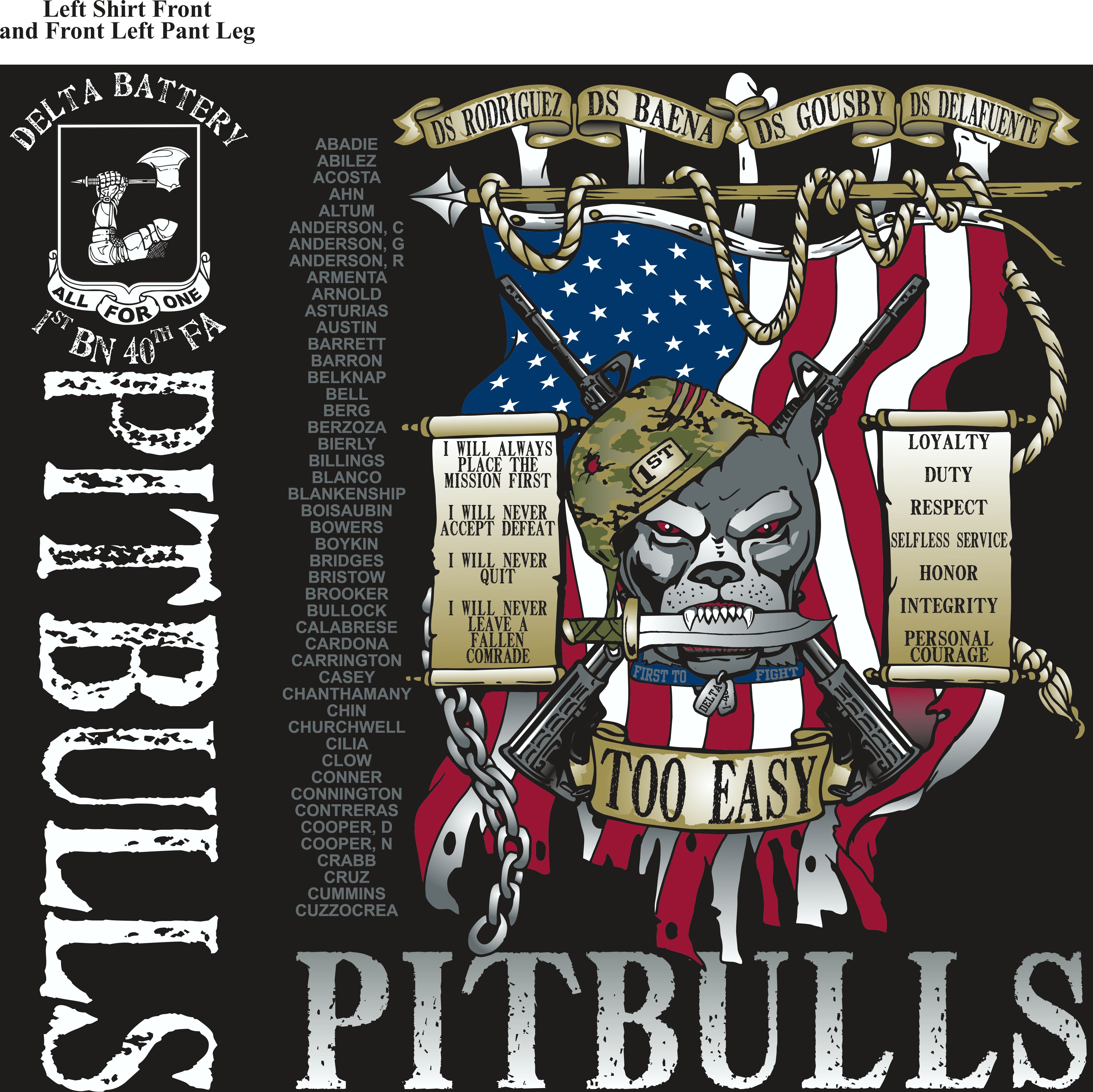 Platoon Shirts (2nd generation print) DELTA 1ST 40TH PITBULLS APR 2018