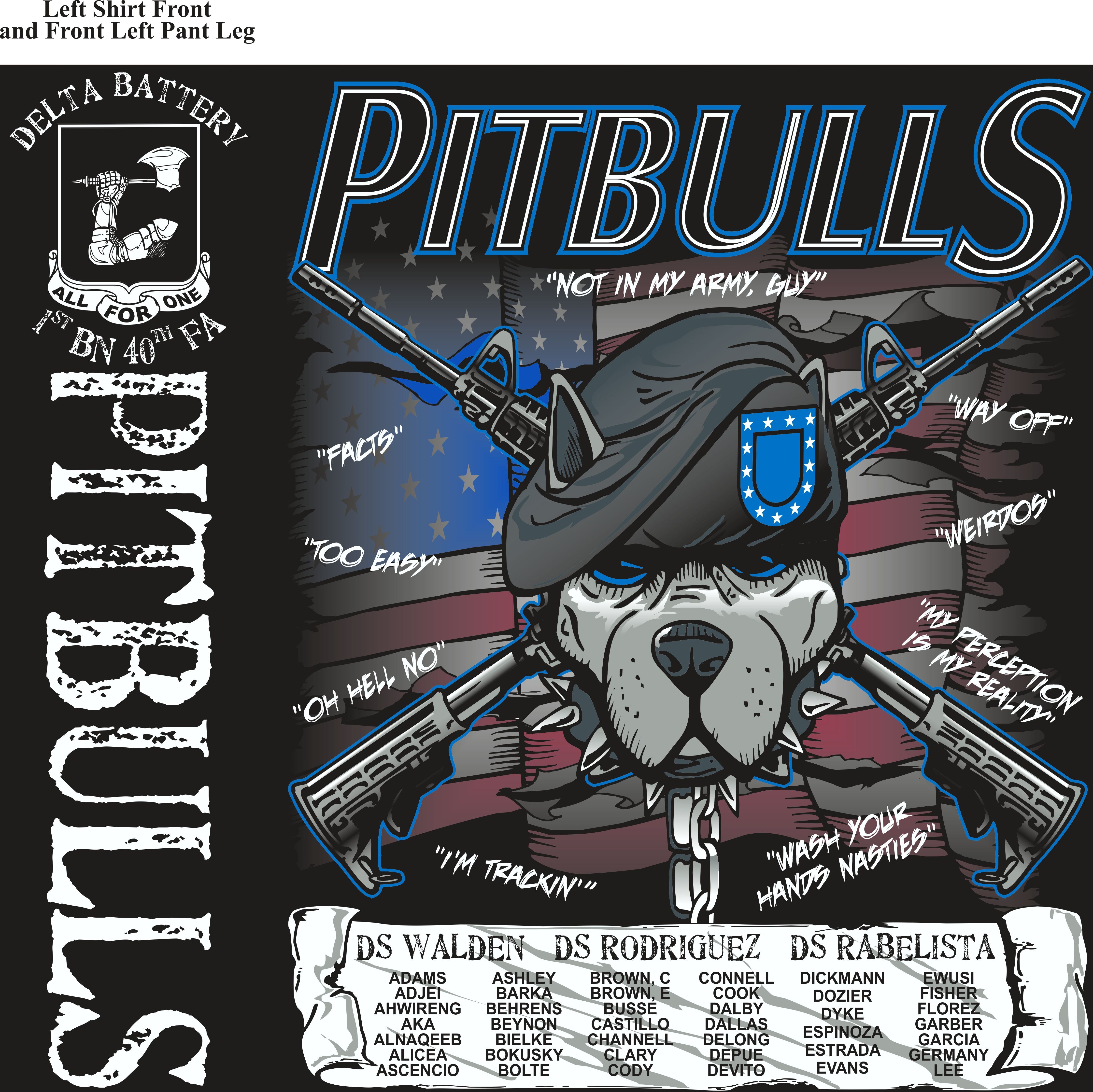 Platoon Shirts (2nd generation print) DELTA 1st 40th PITBULLS JULY 2018