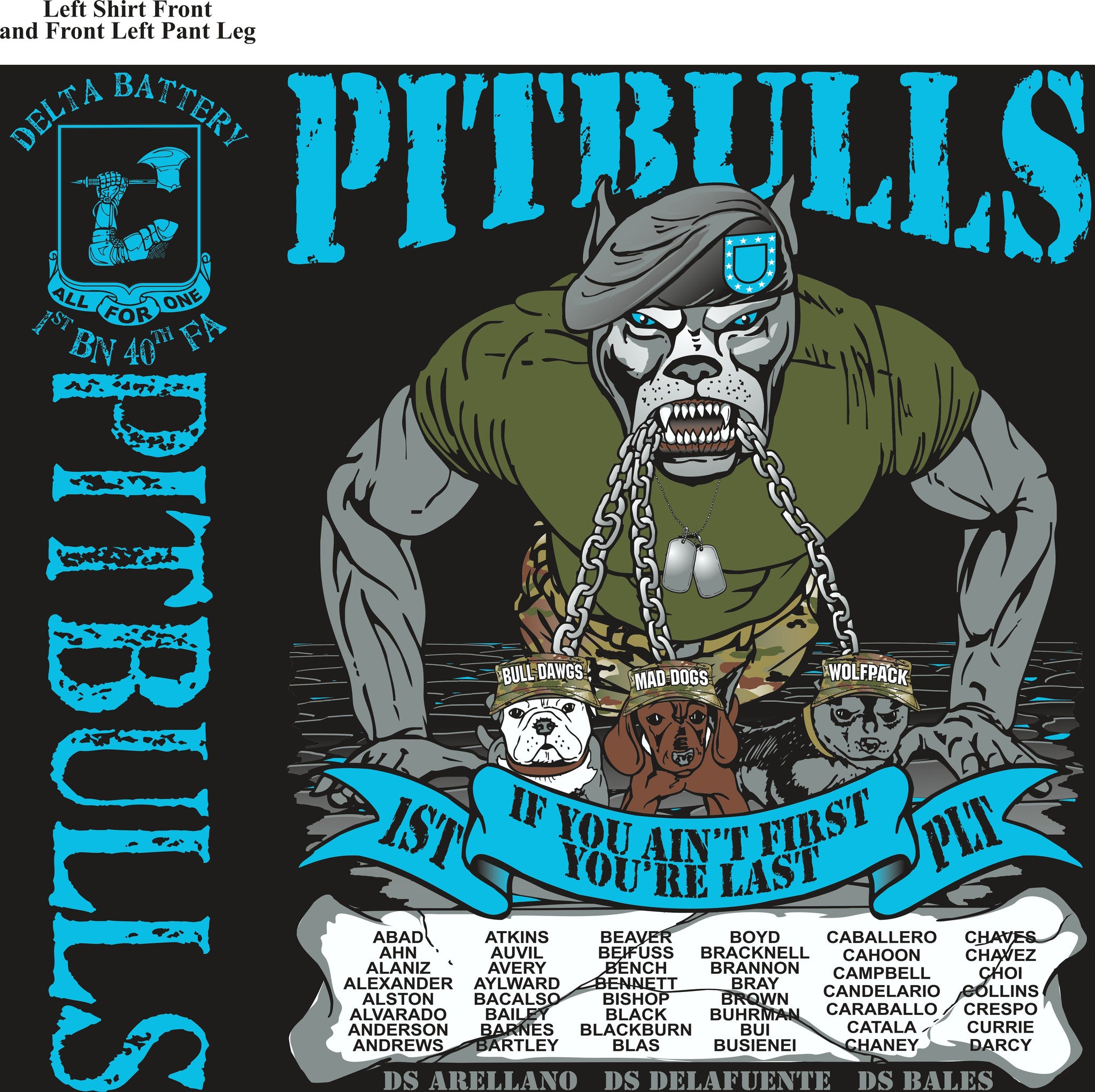 PLATOON SHIRTS (2nd generation print) DELTA 1st 40th PITBULLS JUNE 2016