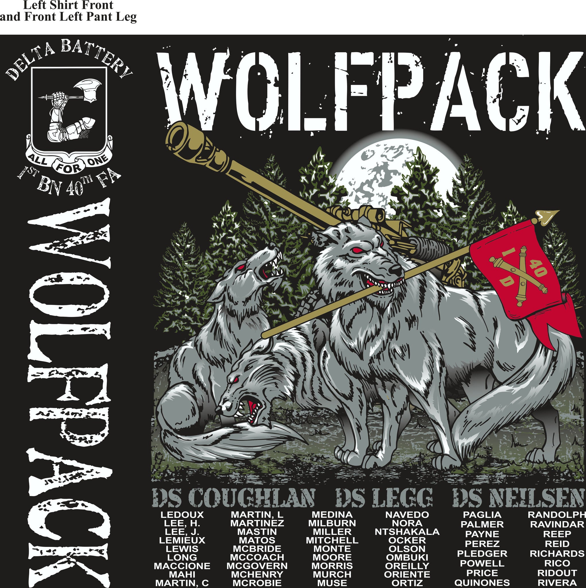 PLATOON SHIRTS (2nd generation print) DELTA 1st 40th WOLFPACK DEC 2016