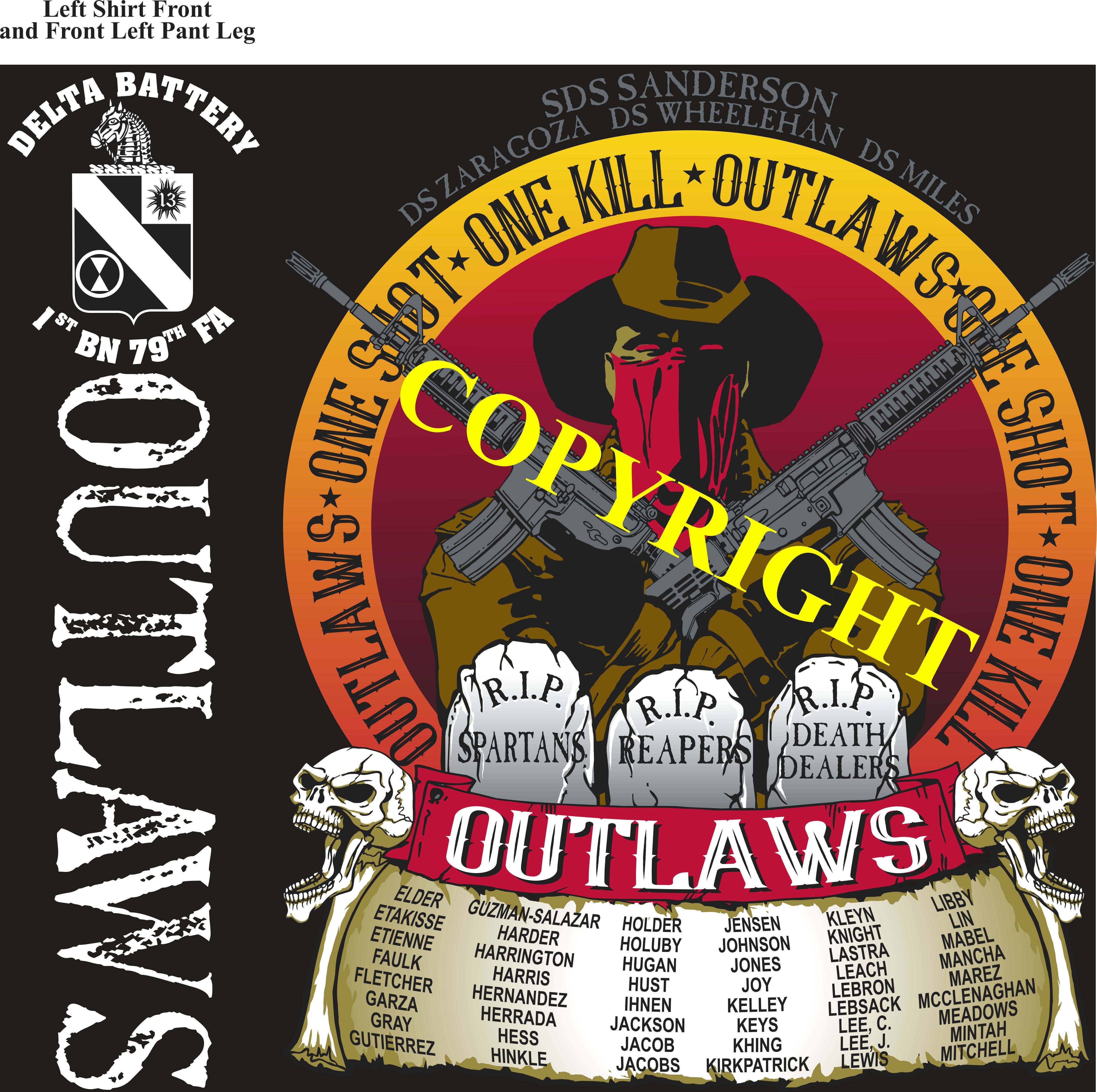 Platoon Shirts (2nd generation print) DELTA 1st 79th OUTLAWS FEB 2020