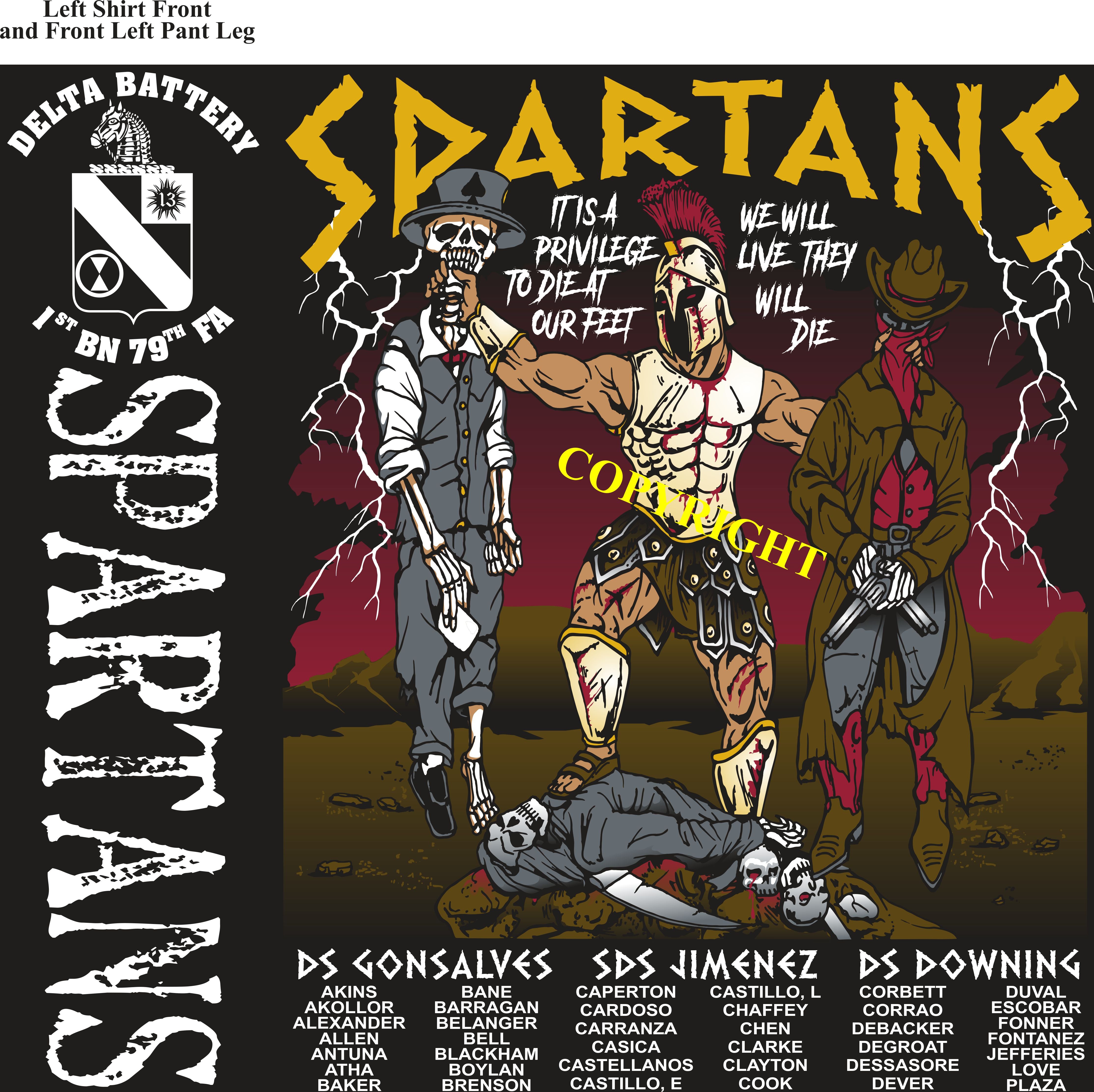 Platoon Shirts (2nd generation print) DELTA 1st 79th SPARTANS FEB 2019