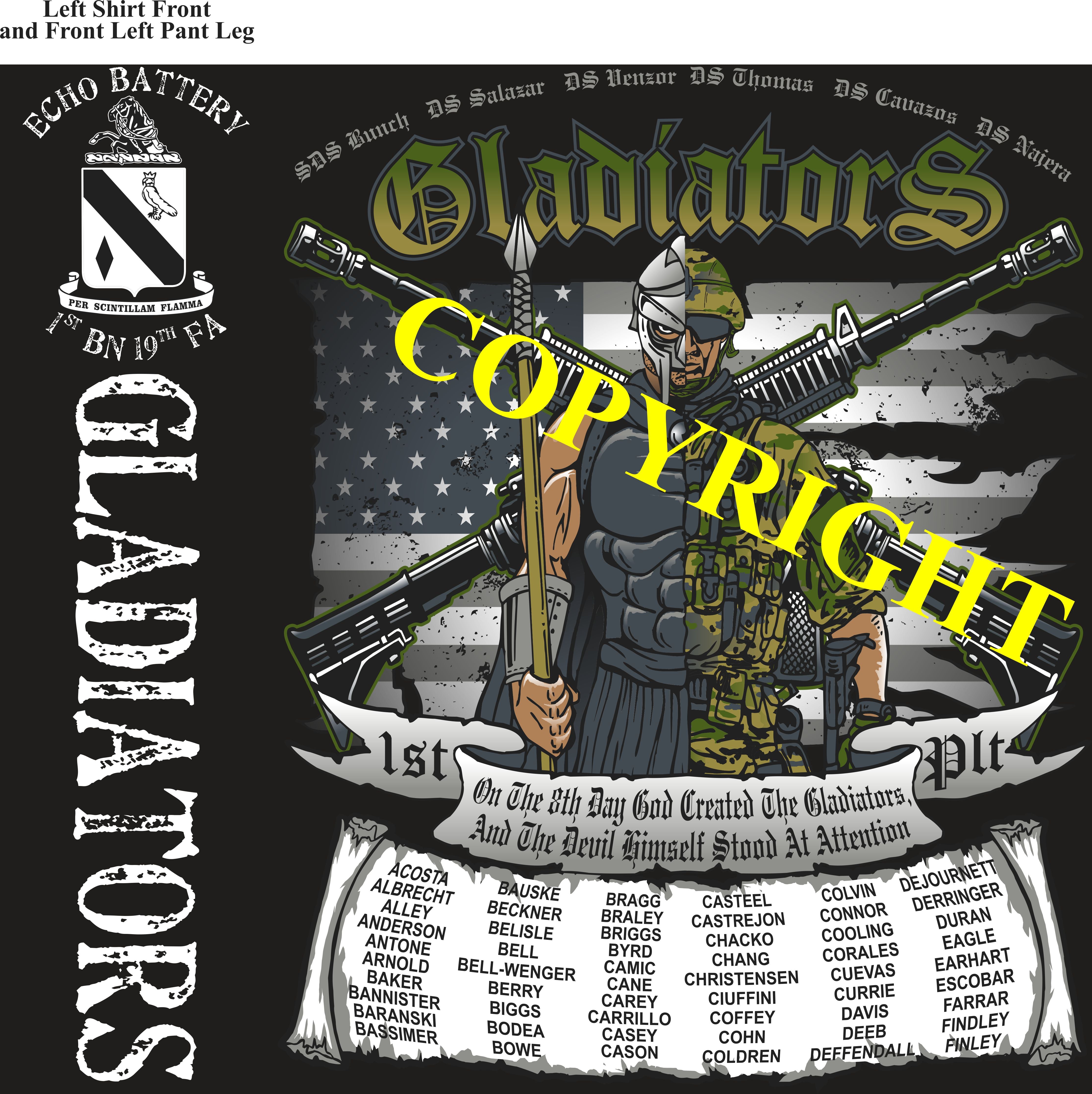 Platoon Shirts (2nd generation print) ECHO 1st 19th GLADIATORS AUG 2020