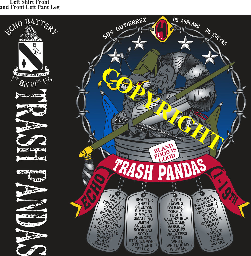 Platoon Items (2nd generation print) ECHO 1st 19th TRASH PANDAS AUG 2022
