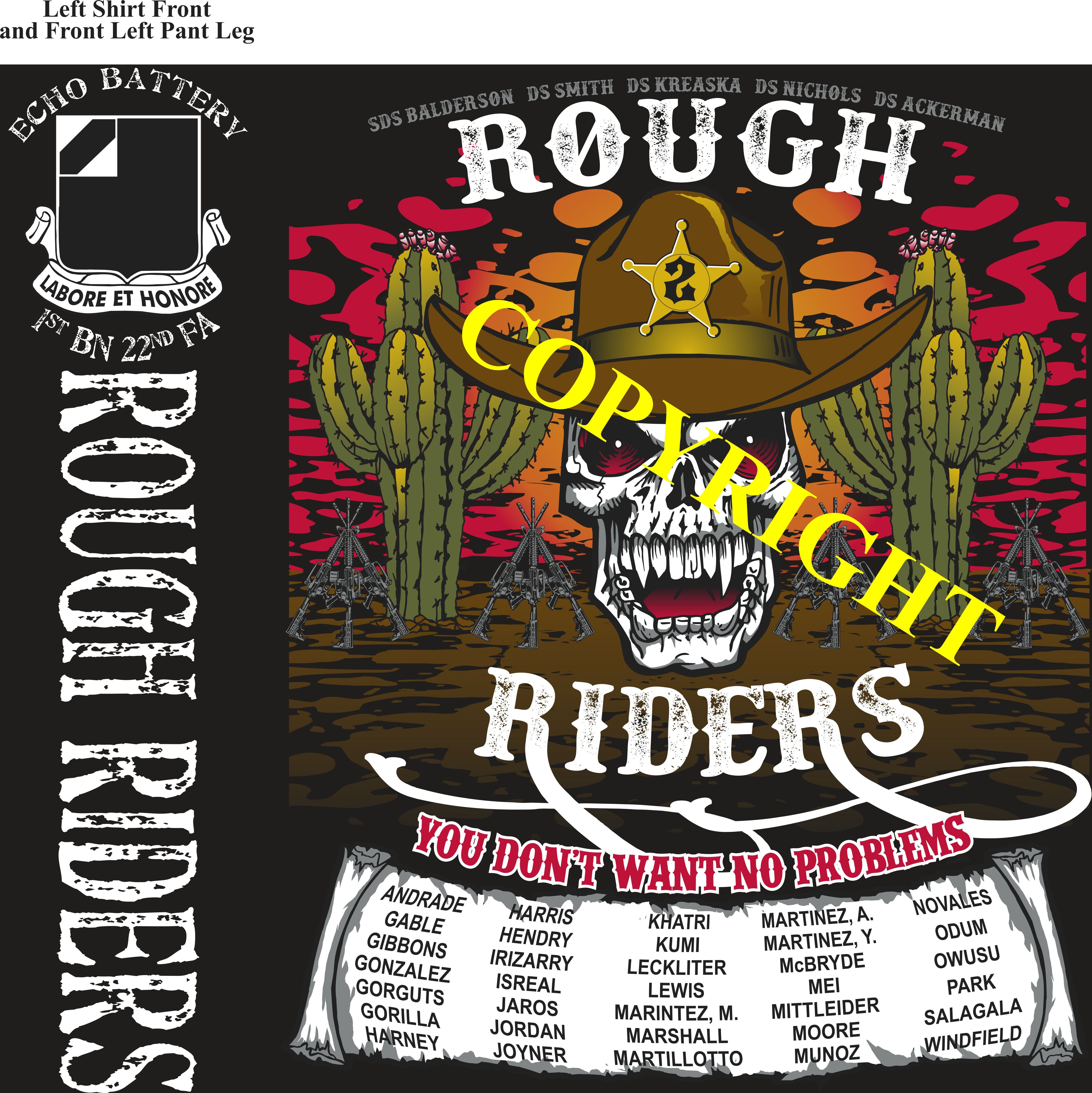 Platoon Items (2nd generation print) ECHO 1st 22nd ROUGH RIDERS MAY 2022