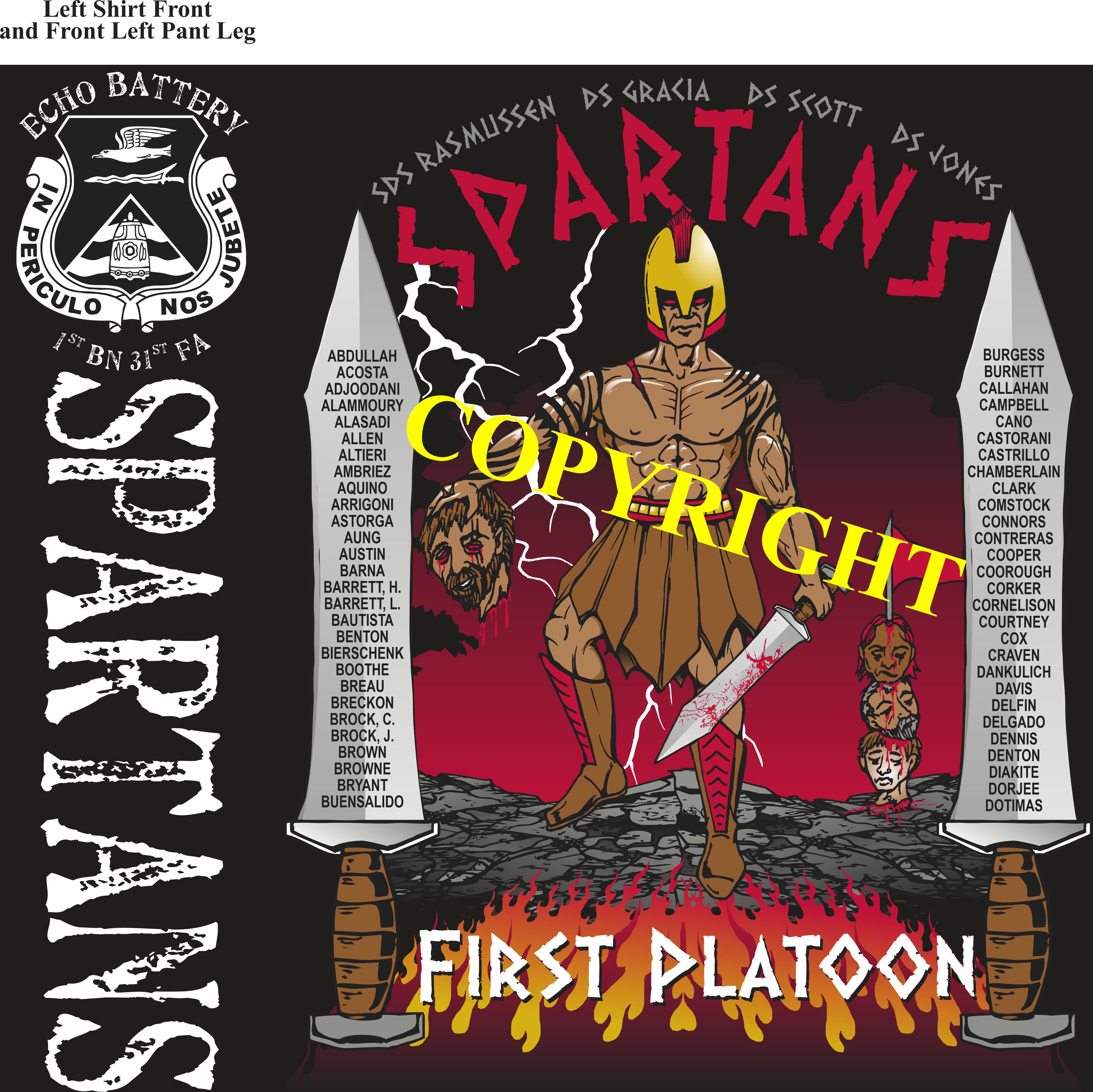 Platoon Shirts (2nd generation print) ECHO 1st 31st SPARTANS DEC 2020