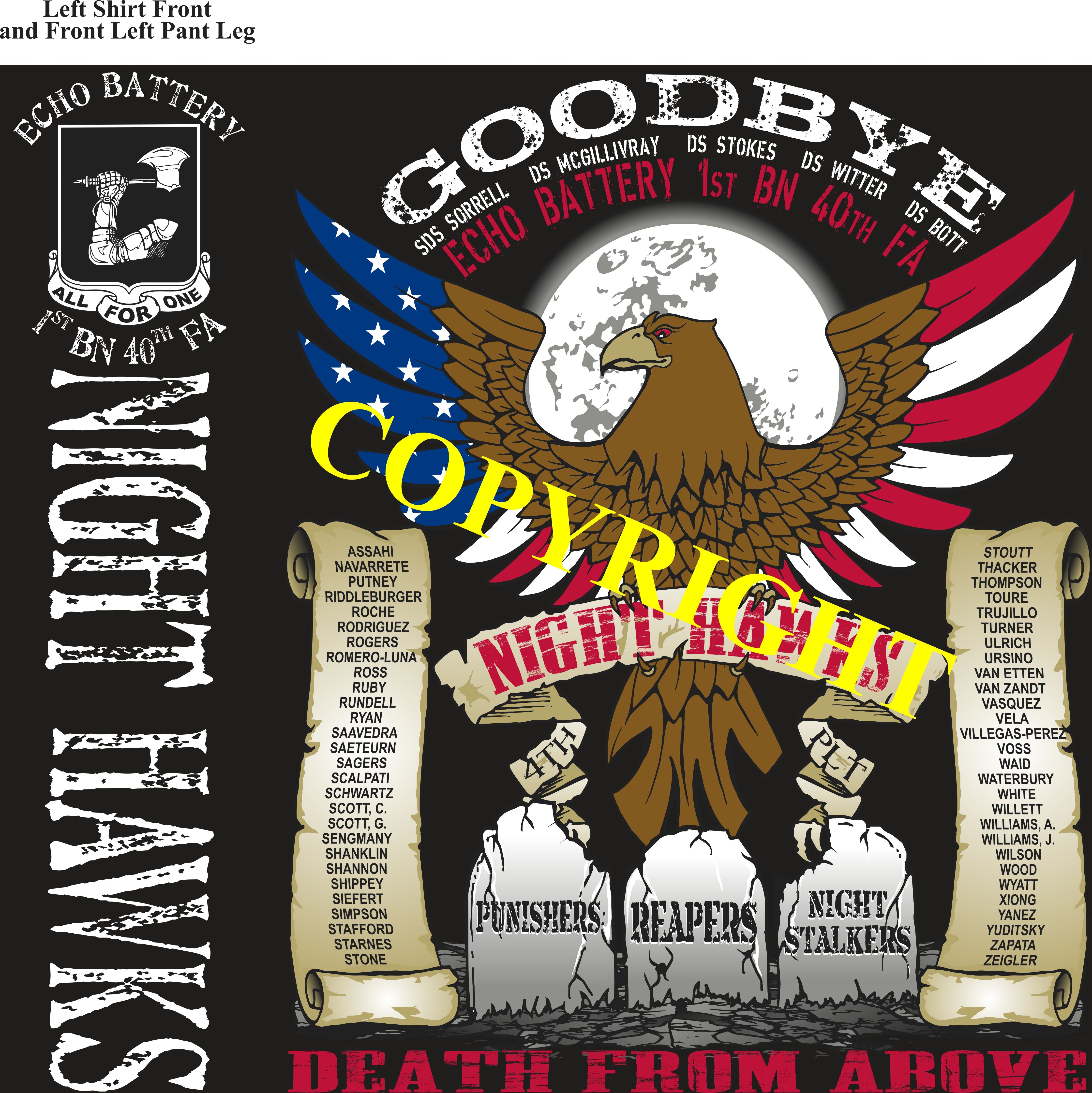 Platoon Shirts (2nd generation print) ECHO 1st 40th NIGHT HAWKS OCT 2020