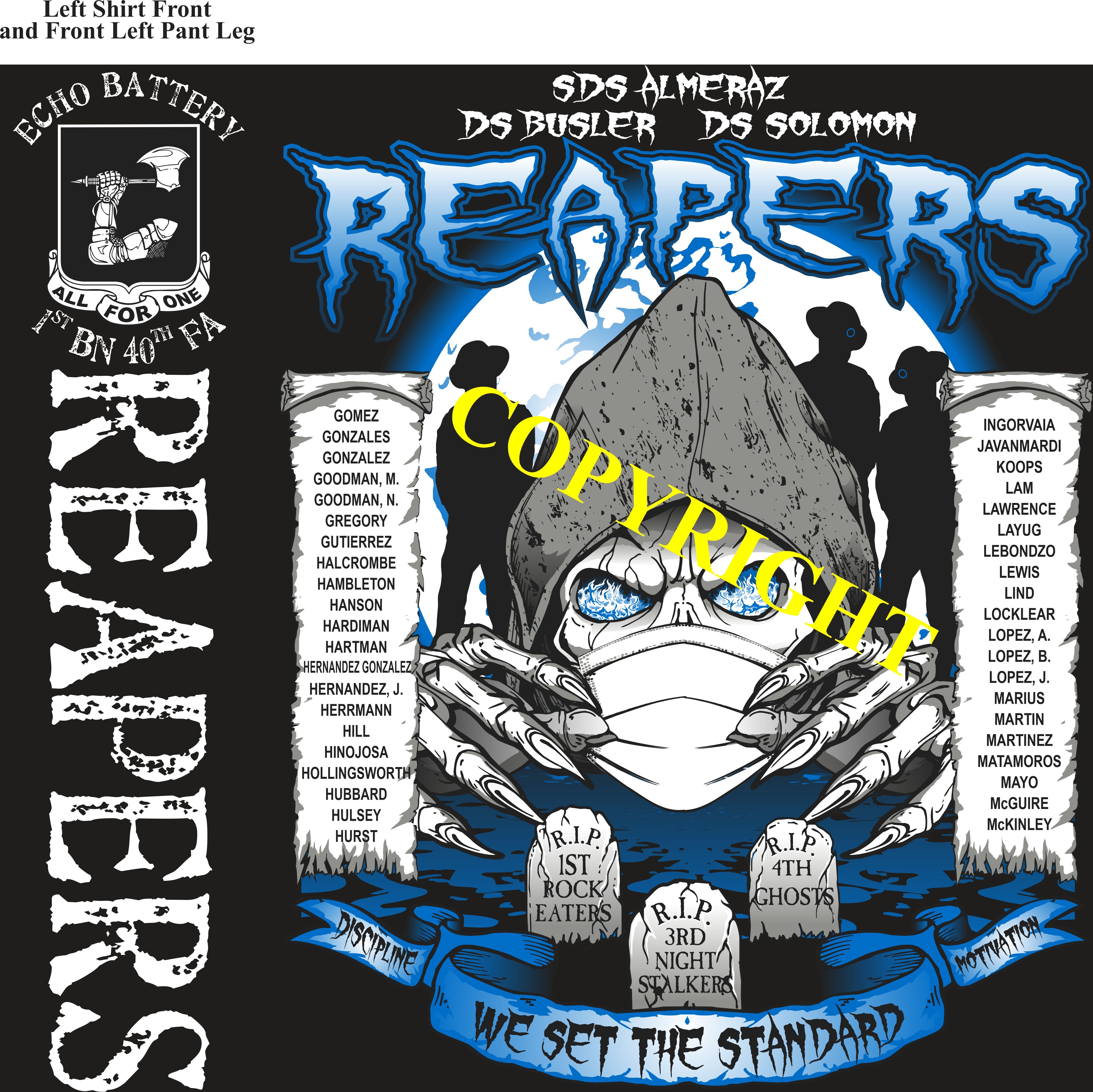 Platoon Shirts (2nd generation print) ECHO 1st 40th REAPERS FEB 2021