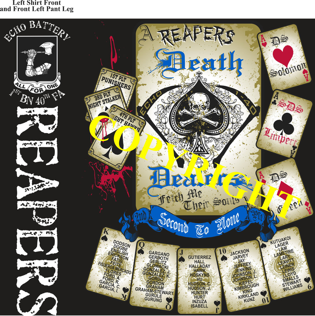 Platoon Shirts (2nd generation print) ECHO 1st 40th REAPERS OCT 2020