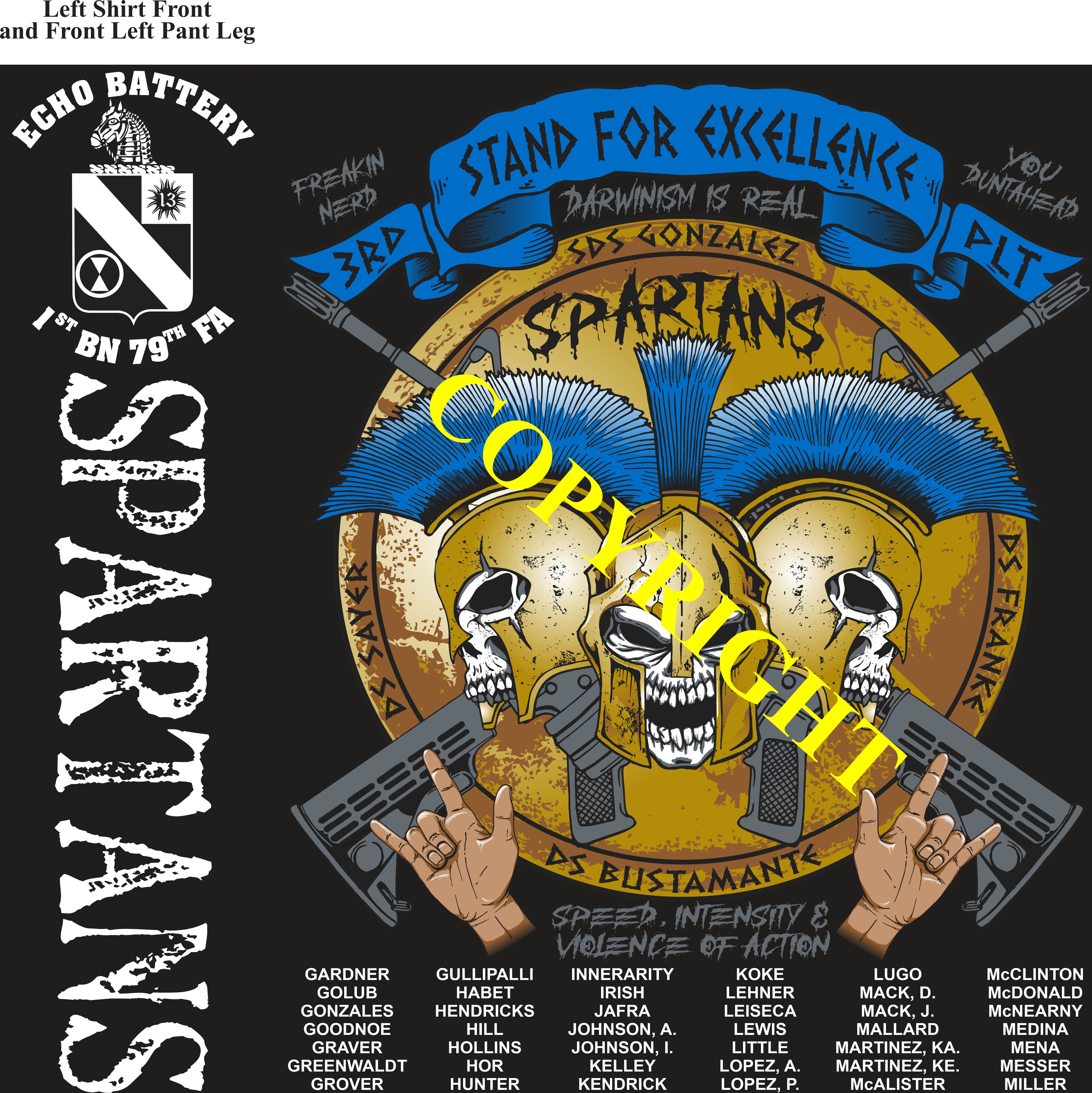 Platoon Items (2nd generation print) ECHO 1st 79th SPARTANS 3rd PLATOON APR 2023