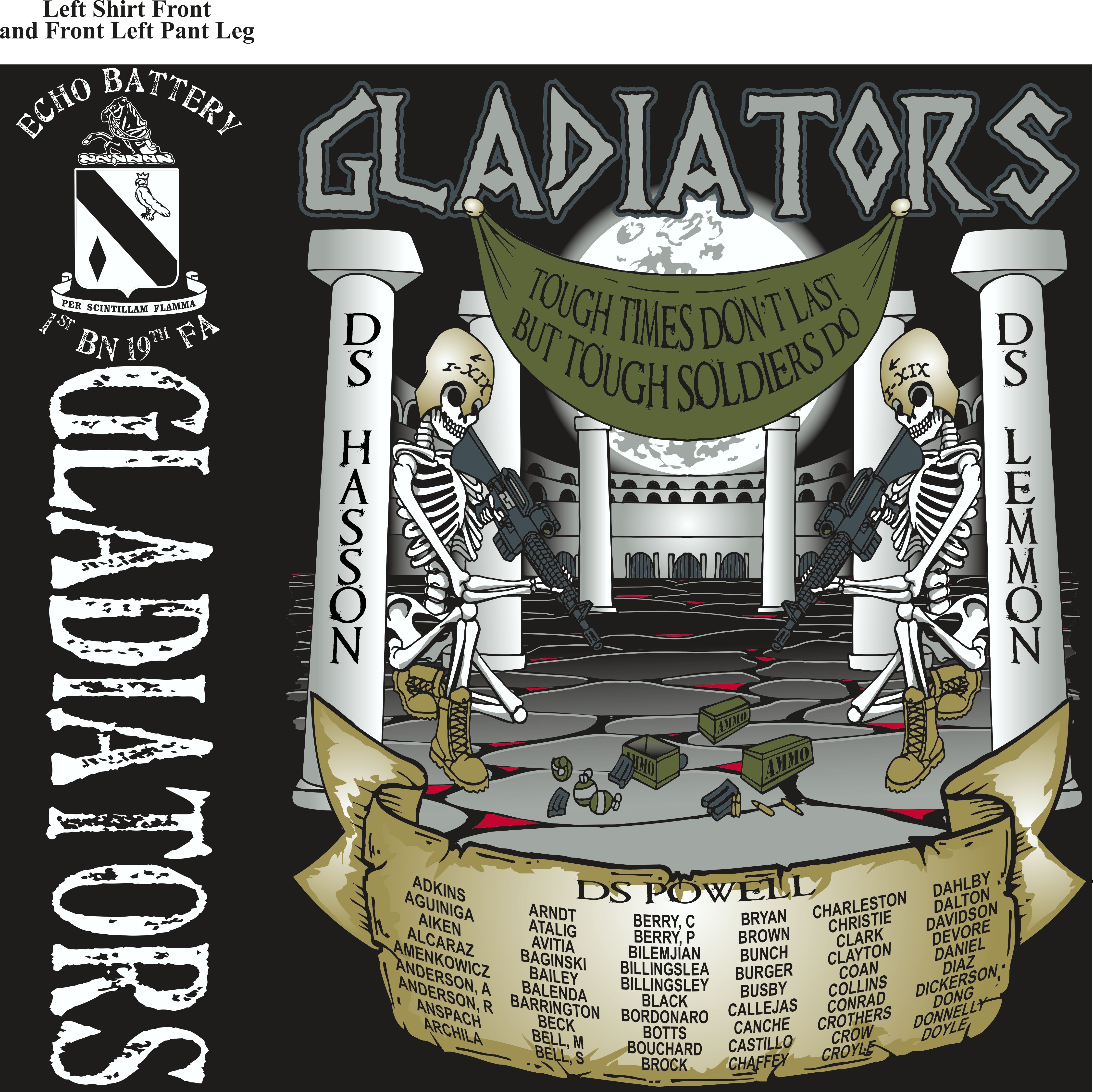 PLATOON SHIRTS (2ND GENERATION PRINT) ECHO 1st 19th GLADIATORS AUG 2017
