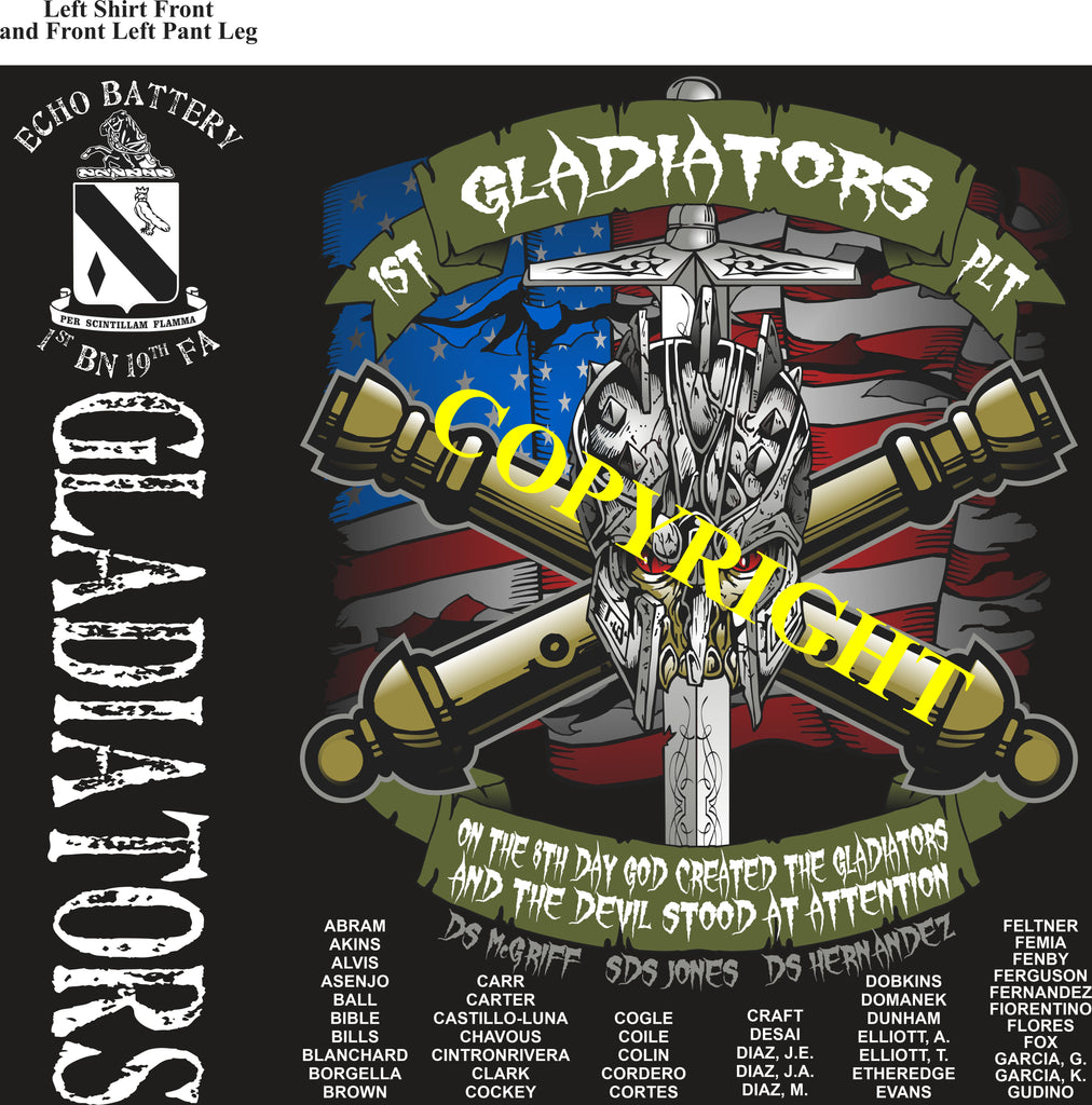 Platoon Shirts (2nd generation print) ECHO 1st 19th GLADIATORS NOV 2019