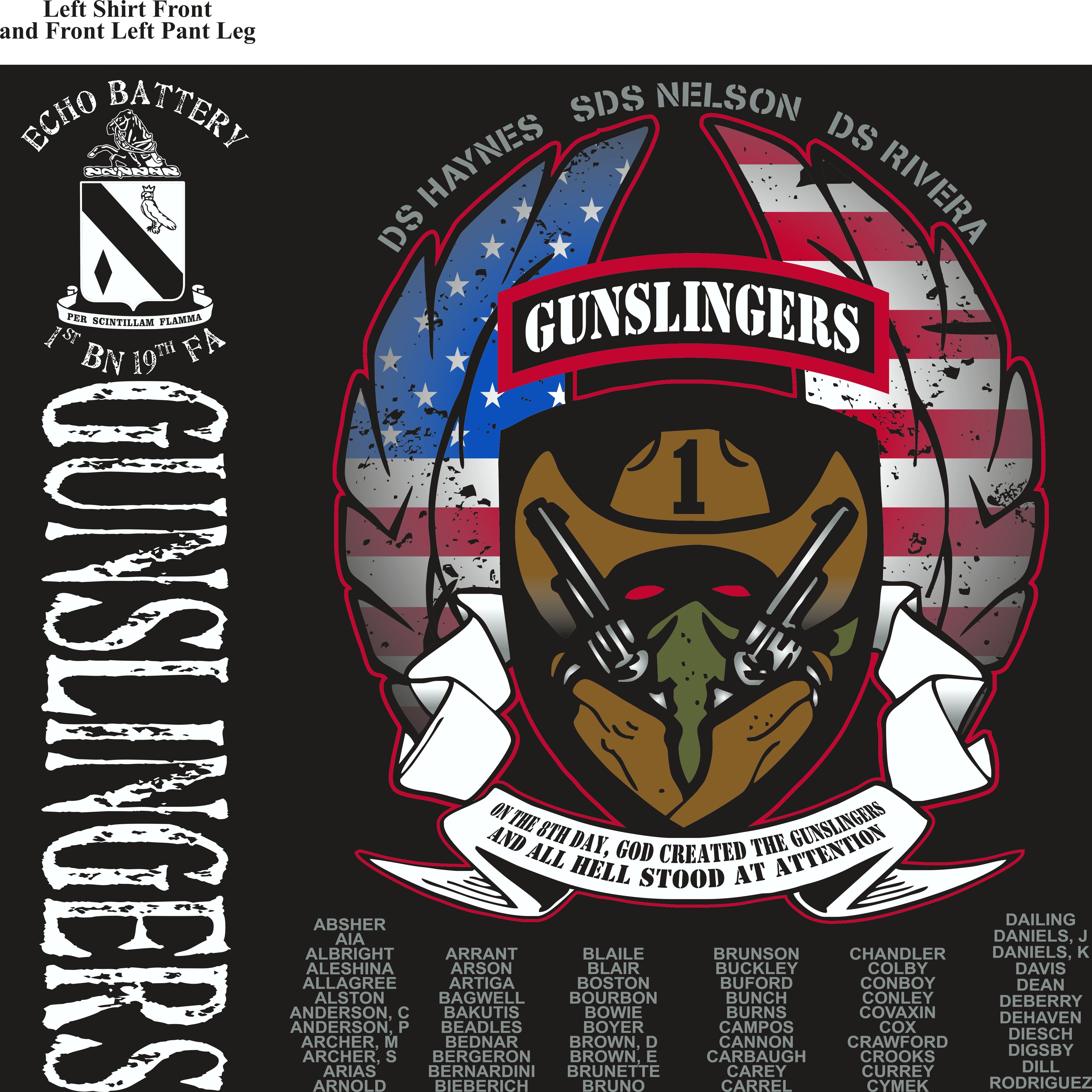 Platoon Shirts (2nd generation print) ECHO 1st 19th GUNSLINGERS AUG 2018
