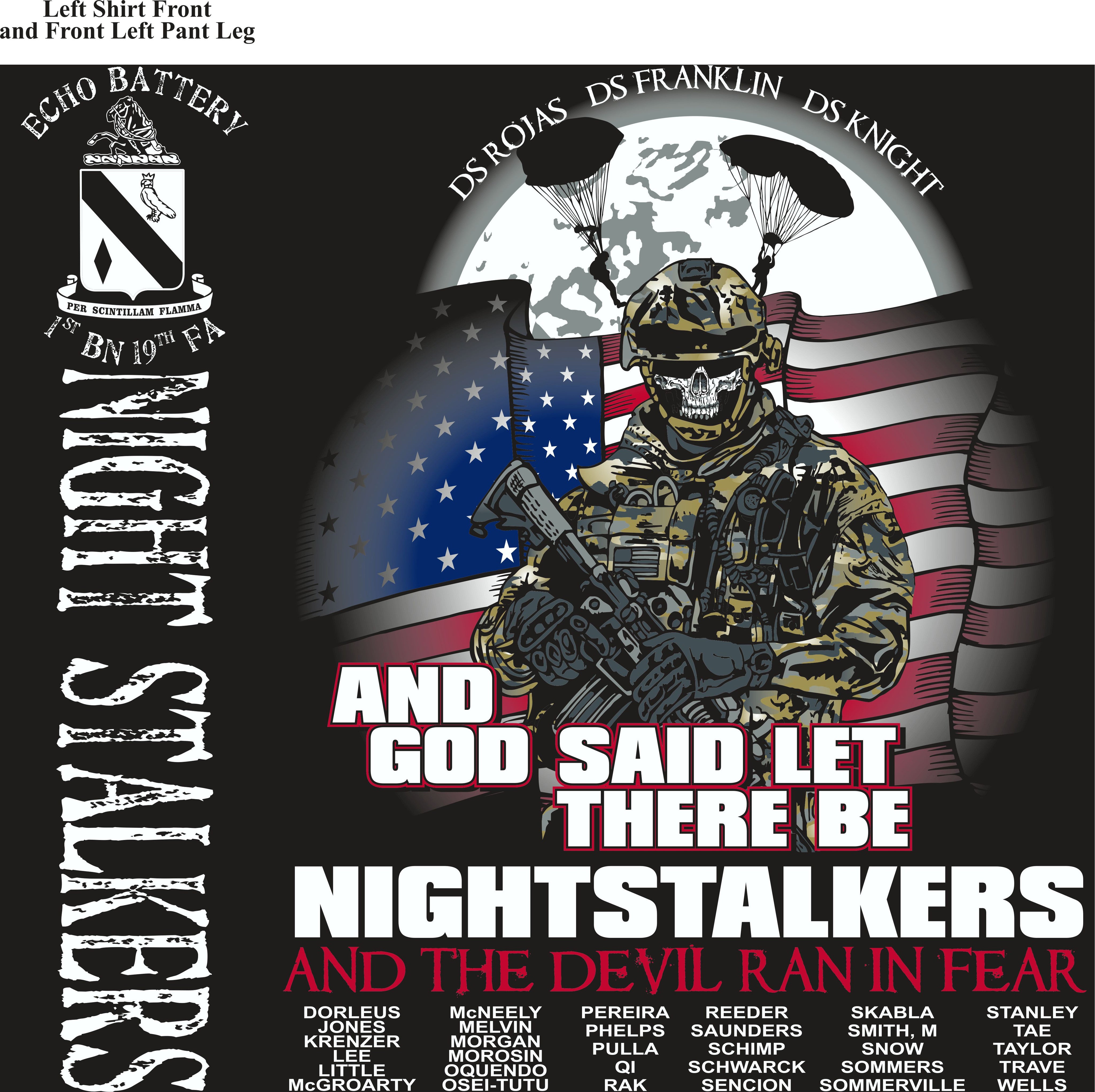 PLATOON SHIRTS (2nd generation print) ECHO 1st 19th NIGHT STALKERS JUNE 2017