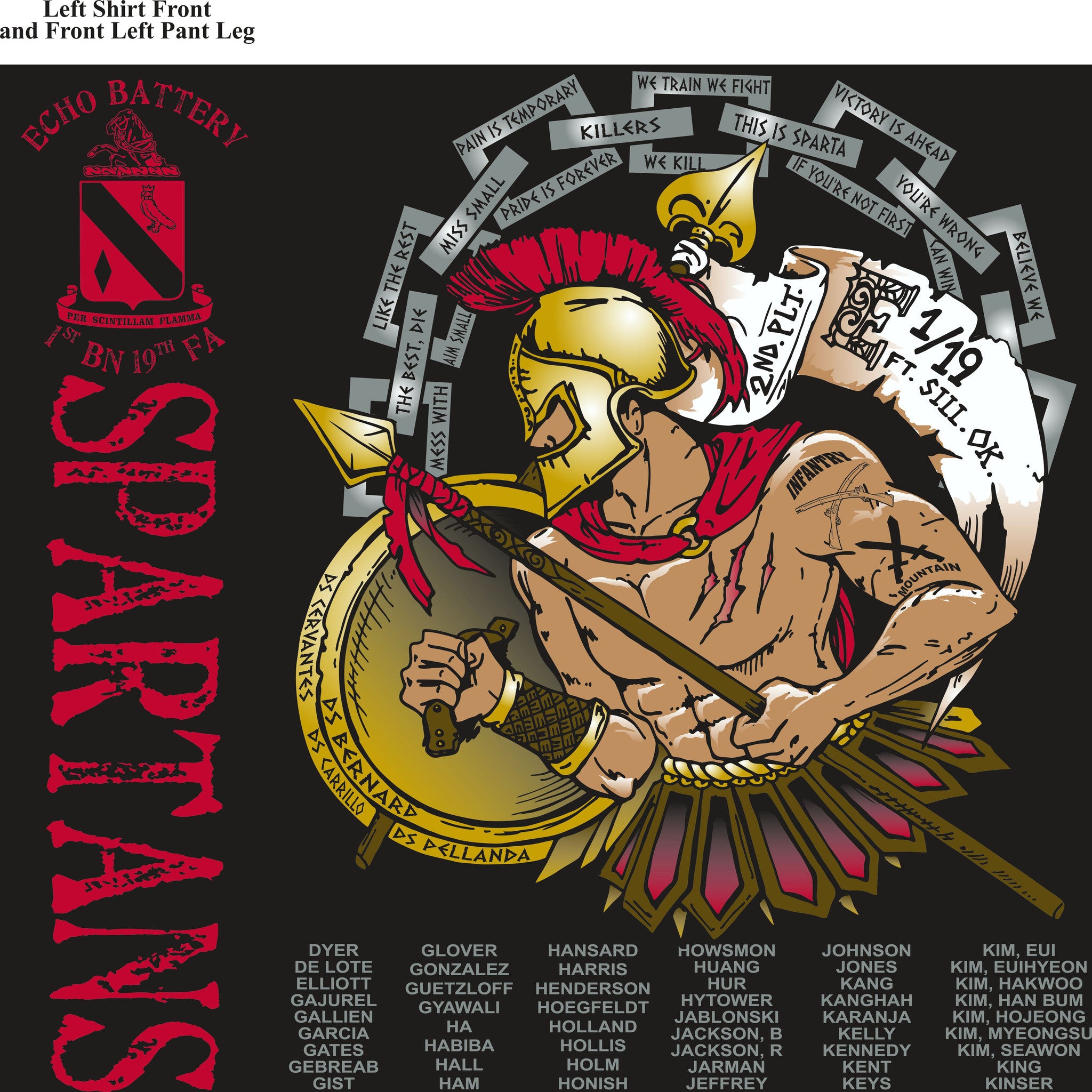 PLATOON SHIRTS (2nd generation print) ECHO 1st 19th SPARTANS JULY 2016