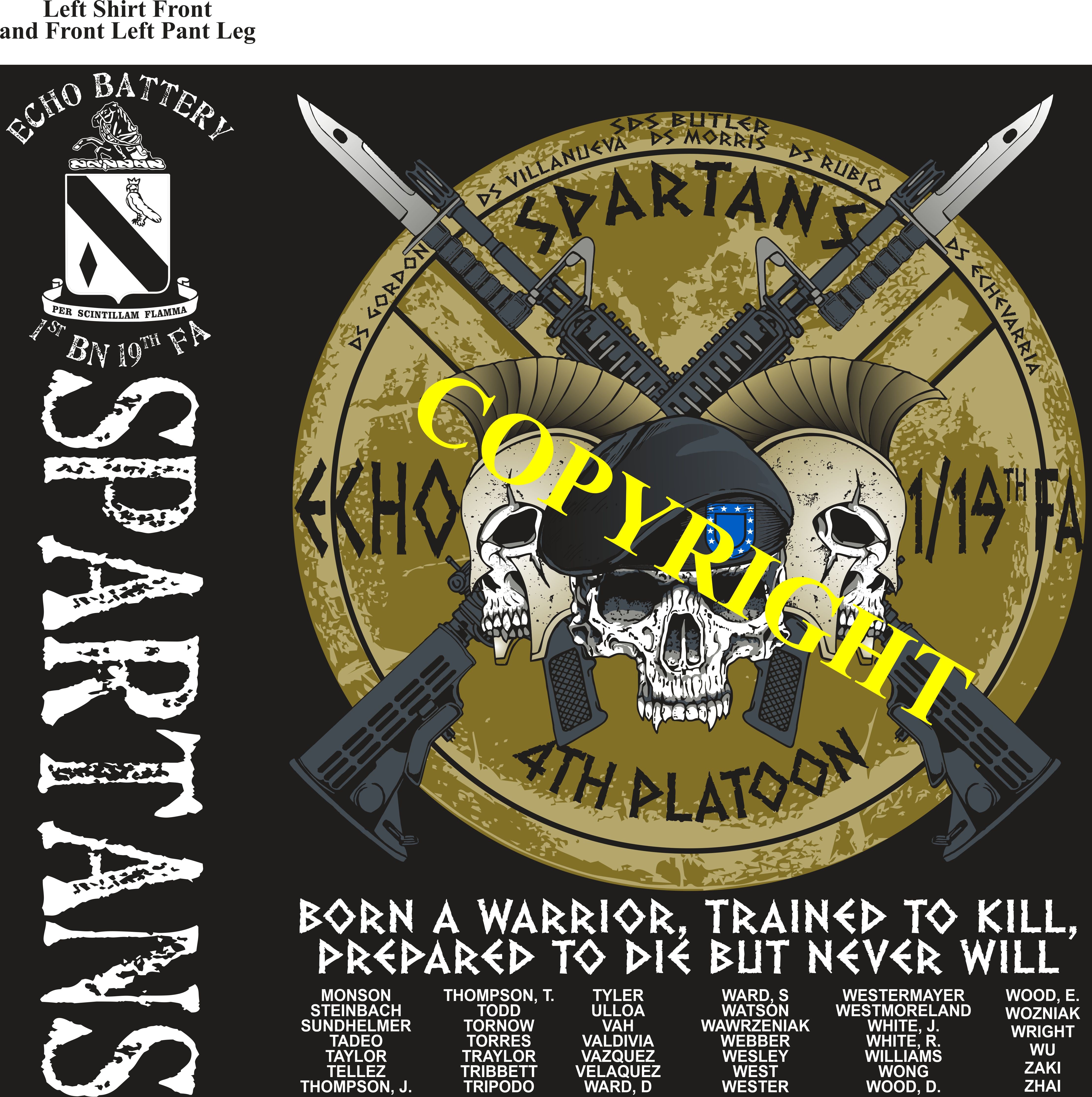 Platoon Shirts (2nd generation print) ECHO 1st 19th SPARTANS NOV 2019