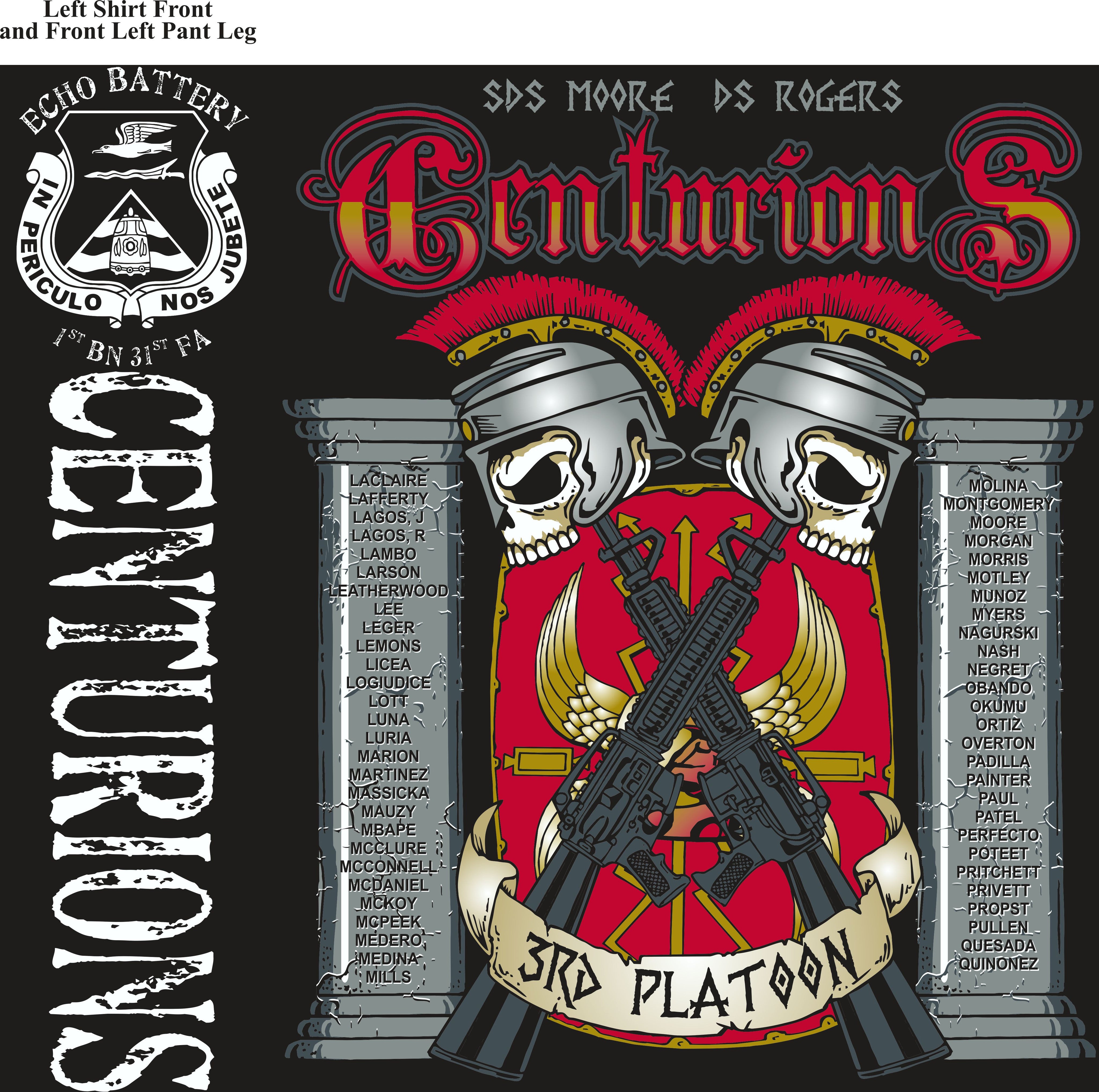 PLATOON SHIRTS (2nd generation print) ECHO 1st 31st CENTURIONS JUNE 2017