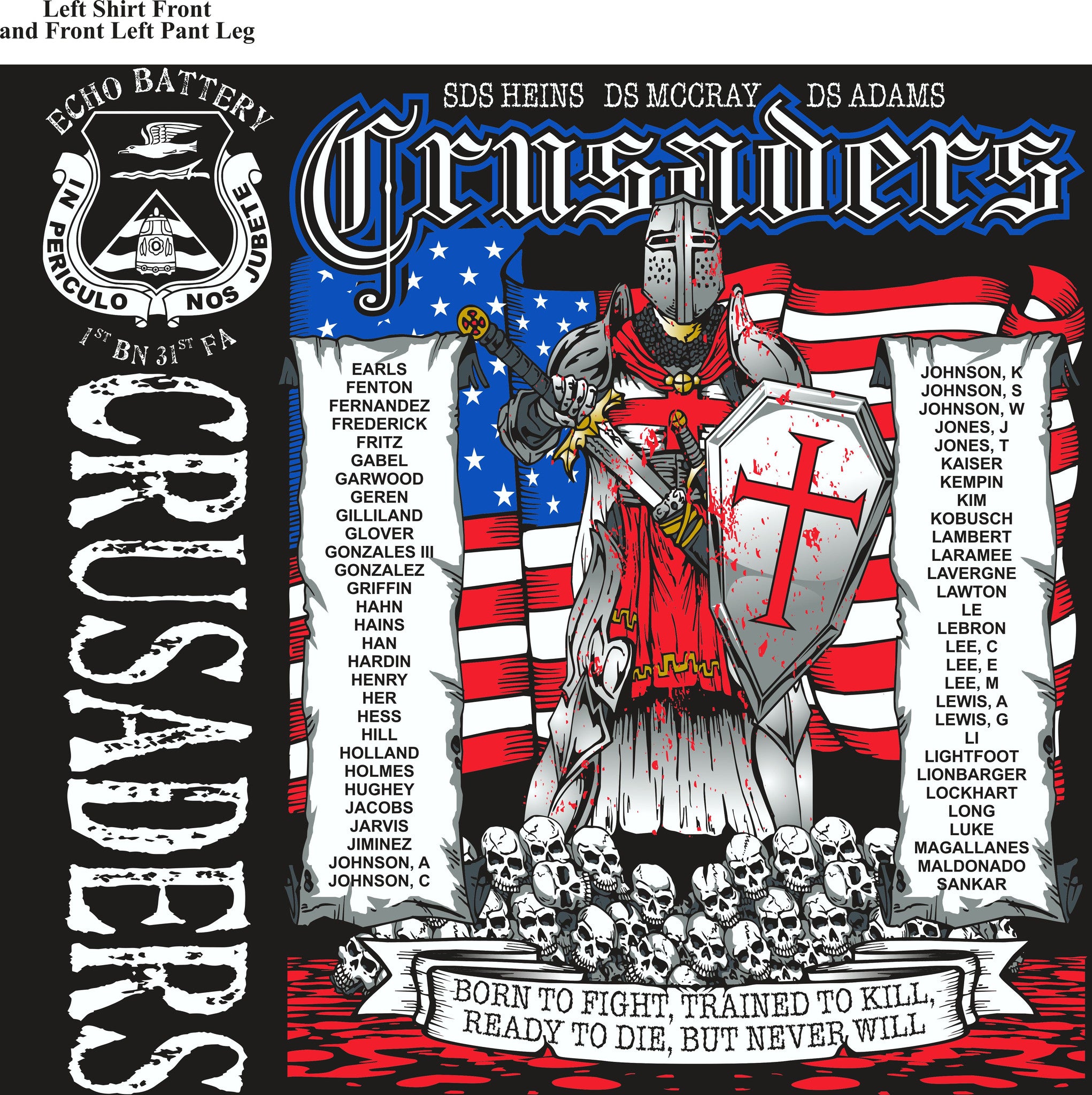 PLATOON SHIRTS (2nd generation print) ECHO 1st 31st CRUSADERS AUG 2016