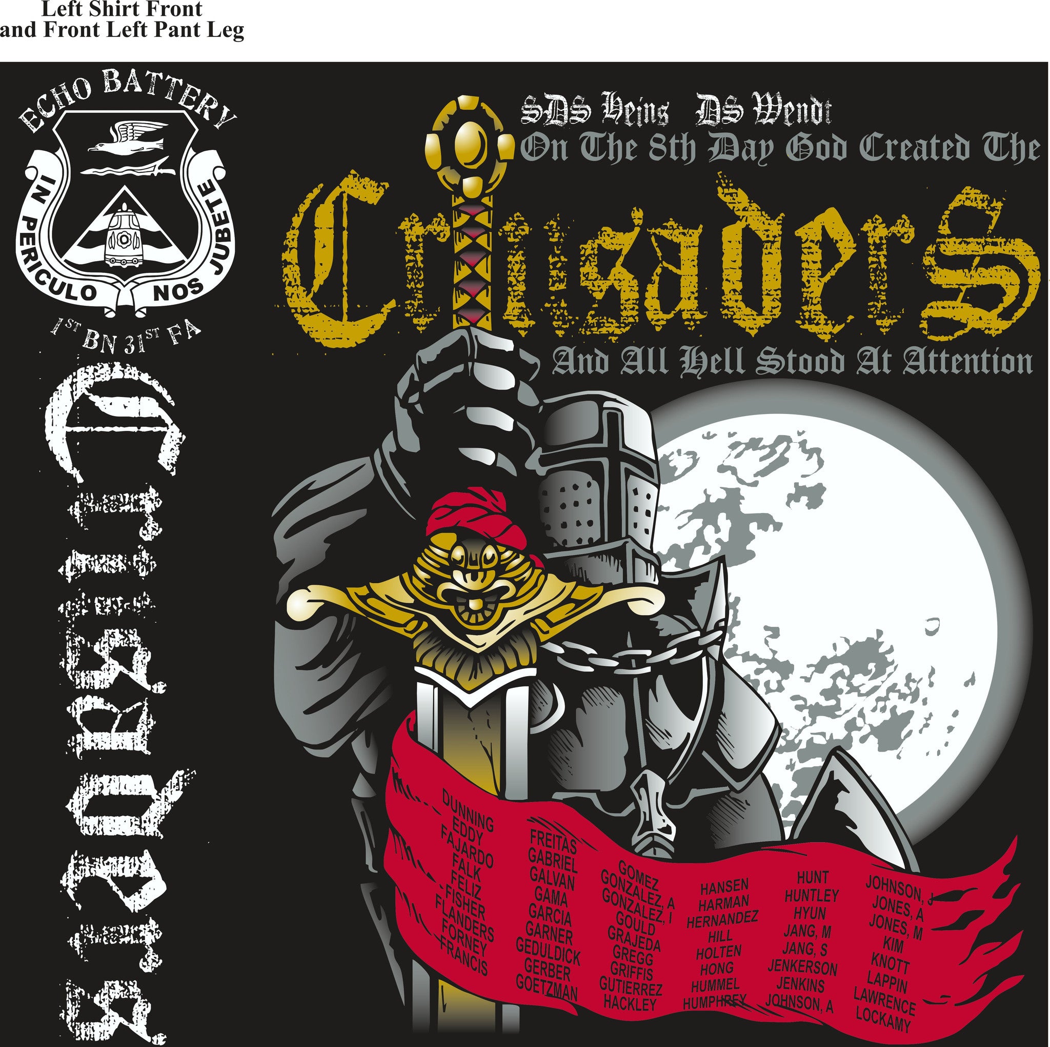 PLATOON SHIRTS (2nd generation print) ECHO 1st 31st CRUSADERS NOV 2016