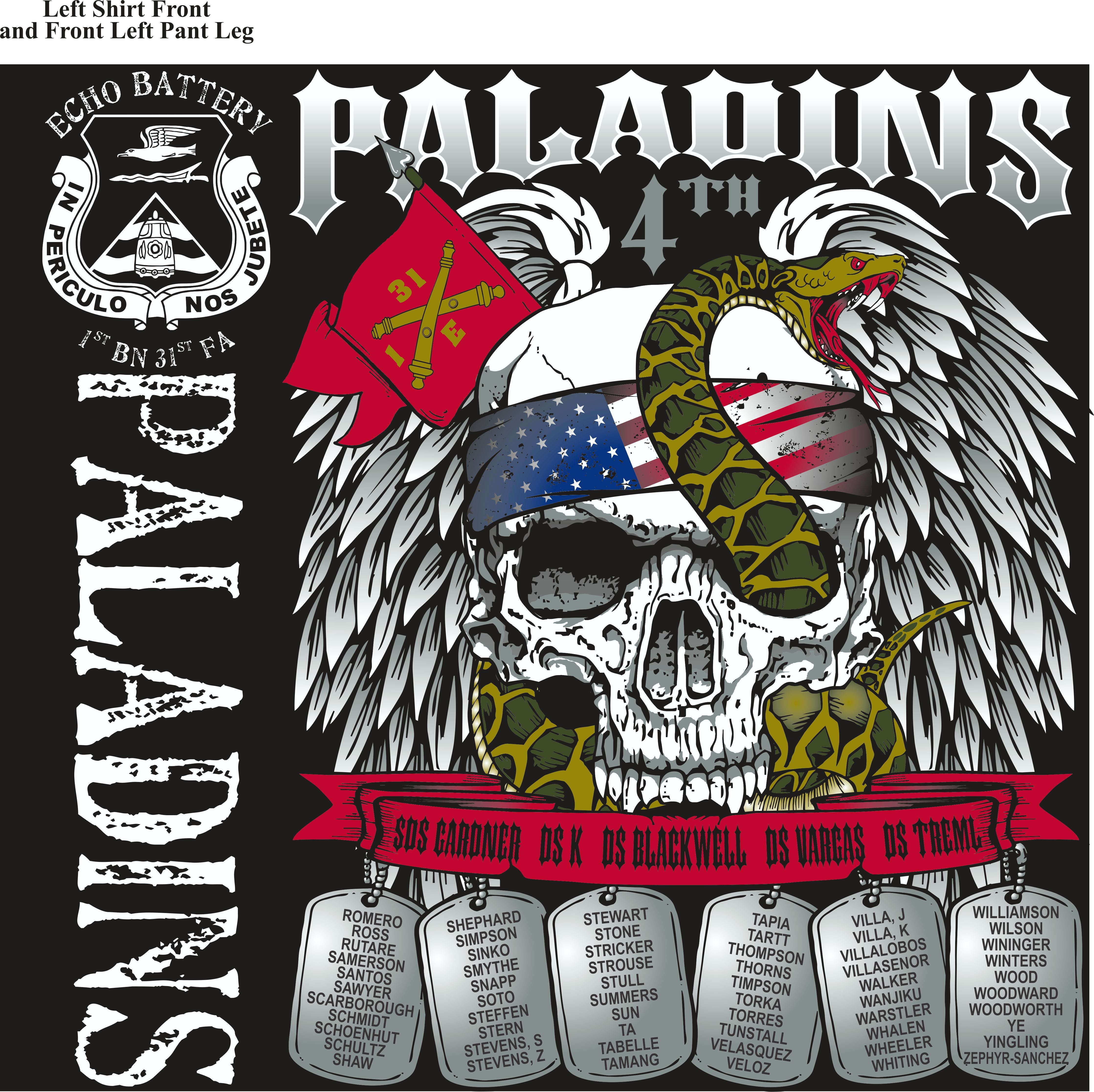 PLATOON SHIRTS (2nd generation print) ECHO 1ST 31ST PALADINS SEPT 2017