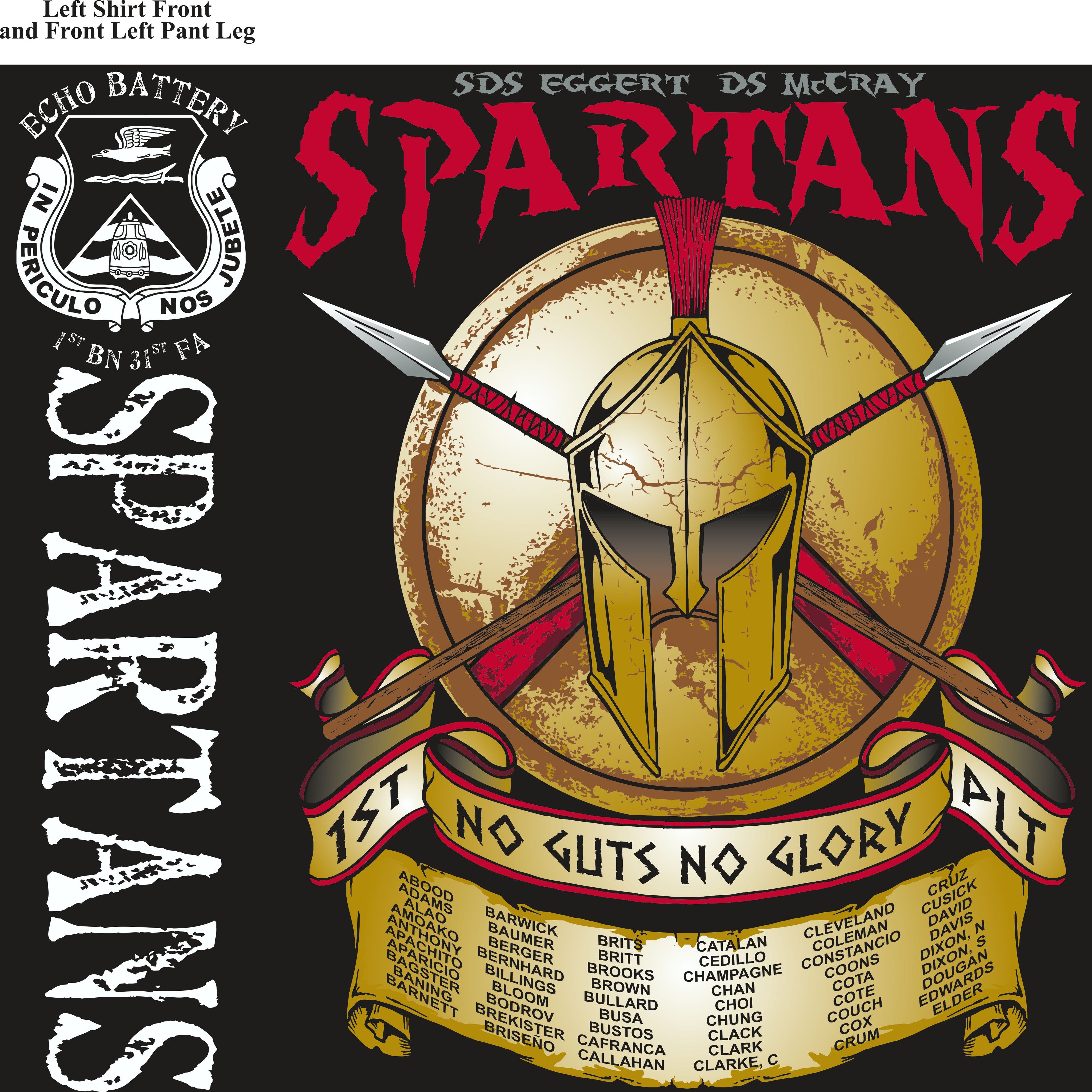 PLATOON SHIRTS (2nd generation print) ECHO 1st 31st SPARTANS JUNE 2017