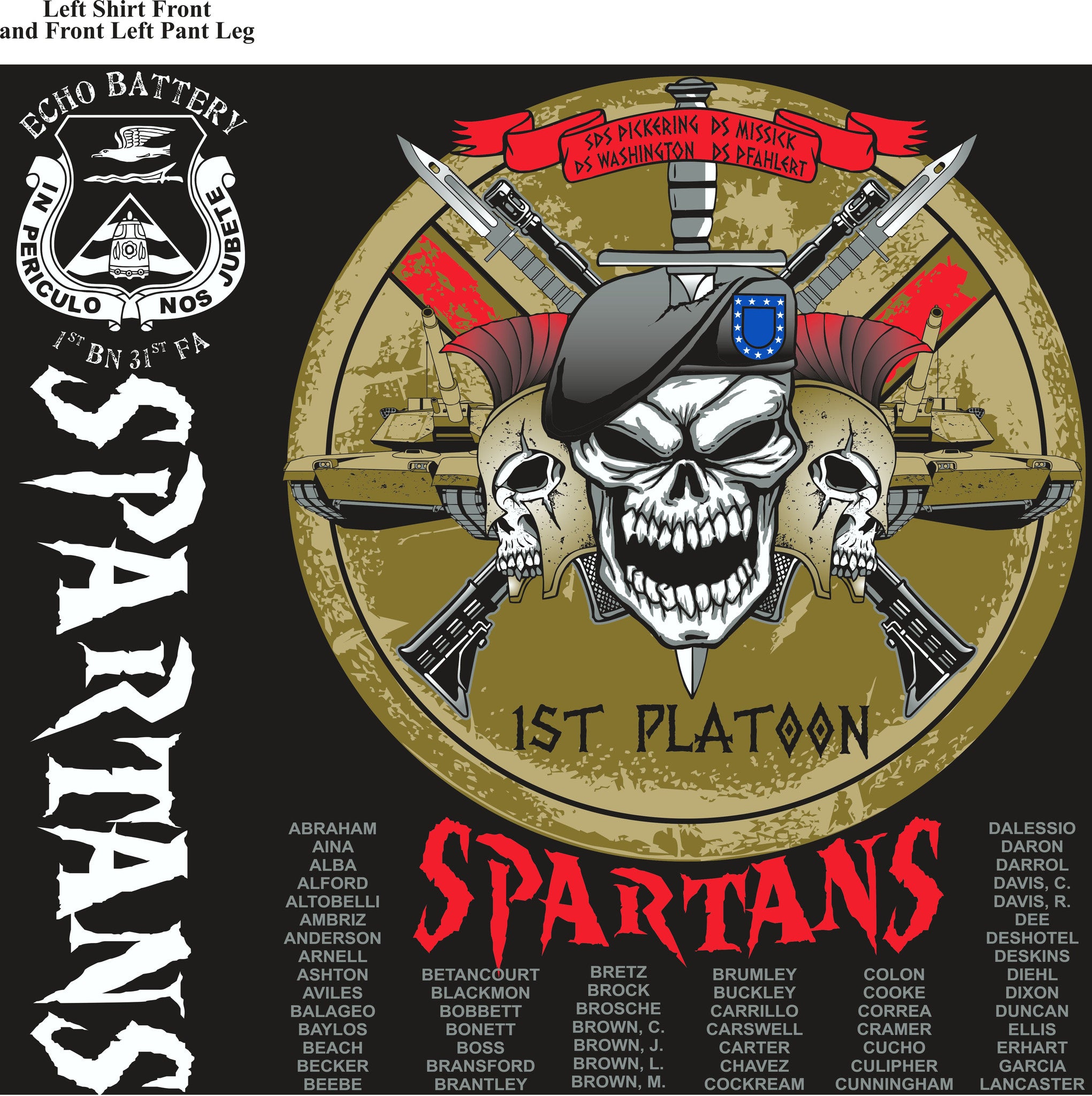PLATOON SHIRTS (2nd generation print) ECHO 1st 31st SPARTANS NOV 2016
