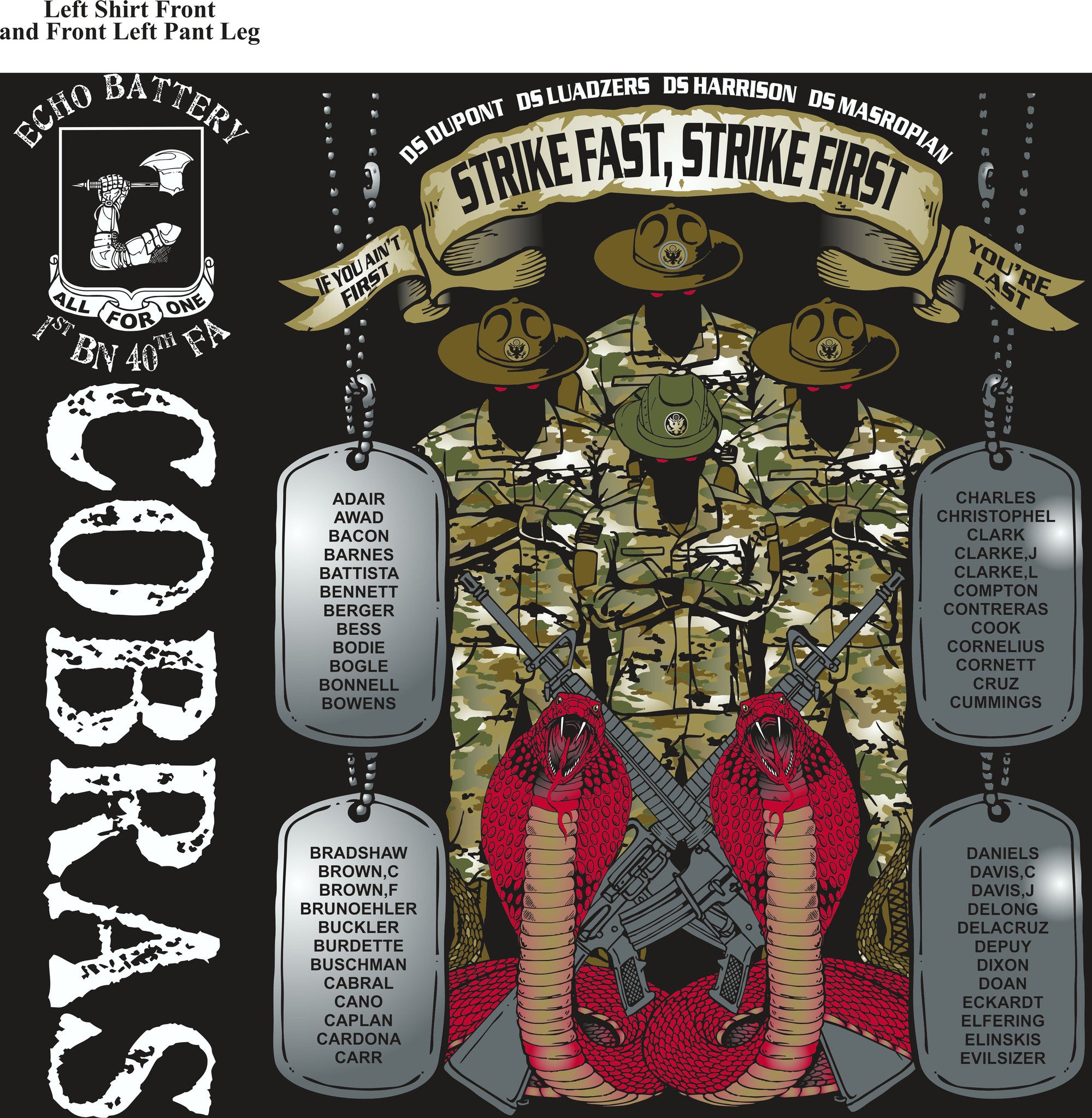 PLATOON SHIRTS (2nd generation print) ECHO 1st 40th COBRAS JAN 2017