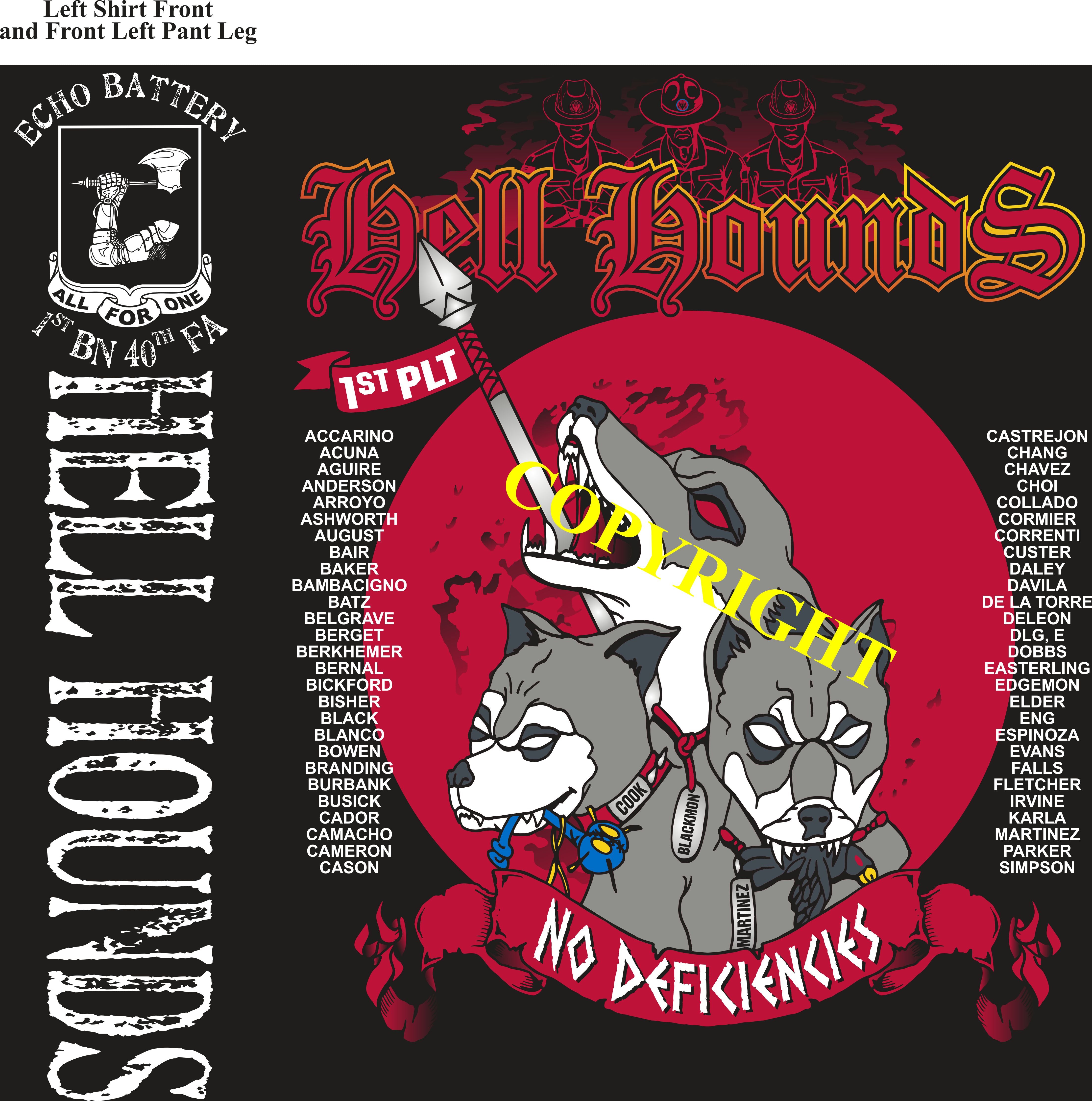 Platoon Shirts (2nd generation print) ECHO 1st 40th HELL HOUNDS APR 2019