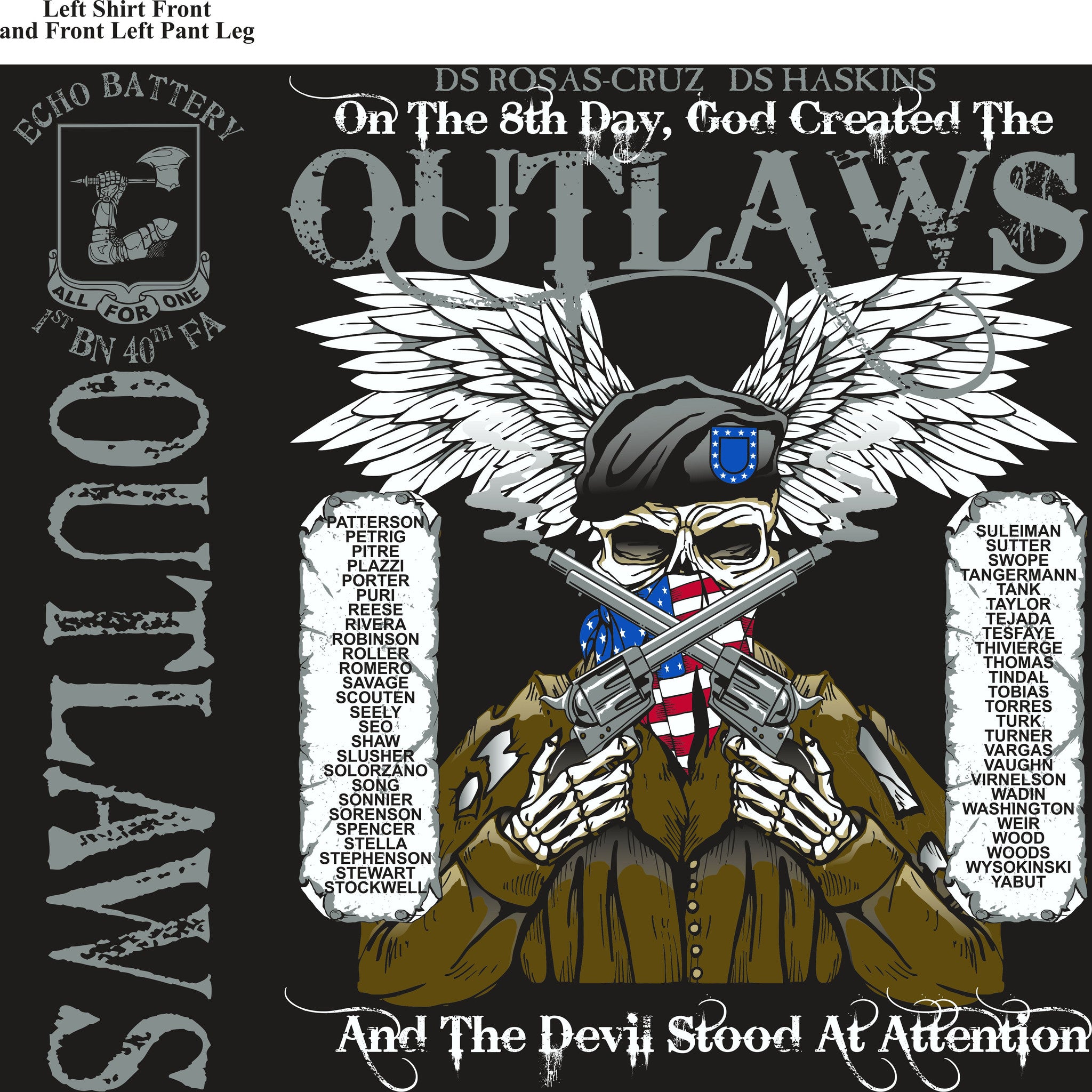 PLATOON SHIRTS (2nd generation print) ECHO 1st 40th OUTLAWS JULY 2016