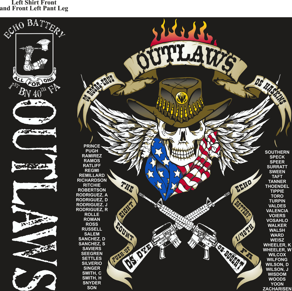 PLATOON SHIRTS (2nd generation print)  ECHO 1st 40th OUTLAWS OCT 2016