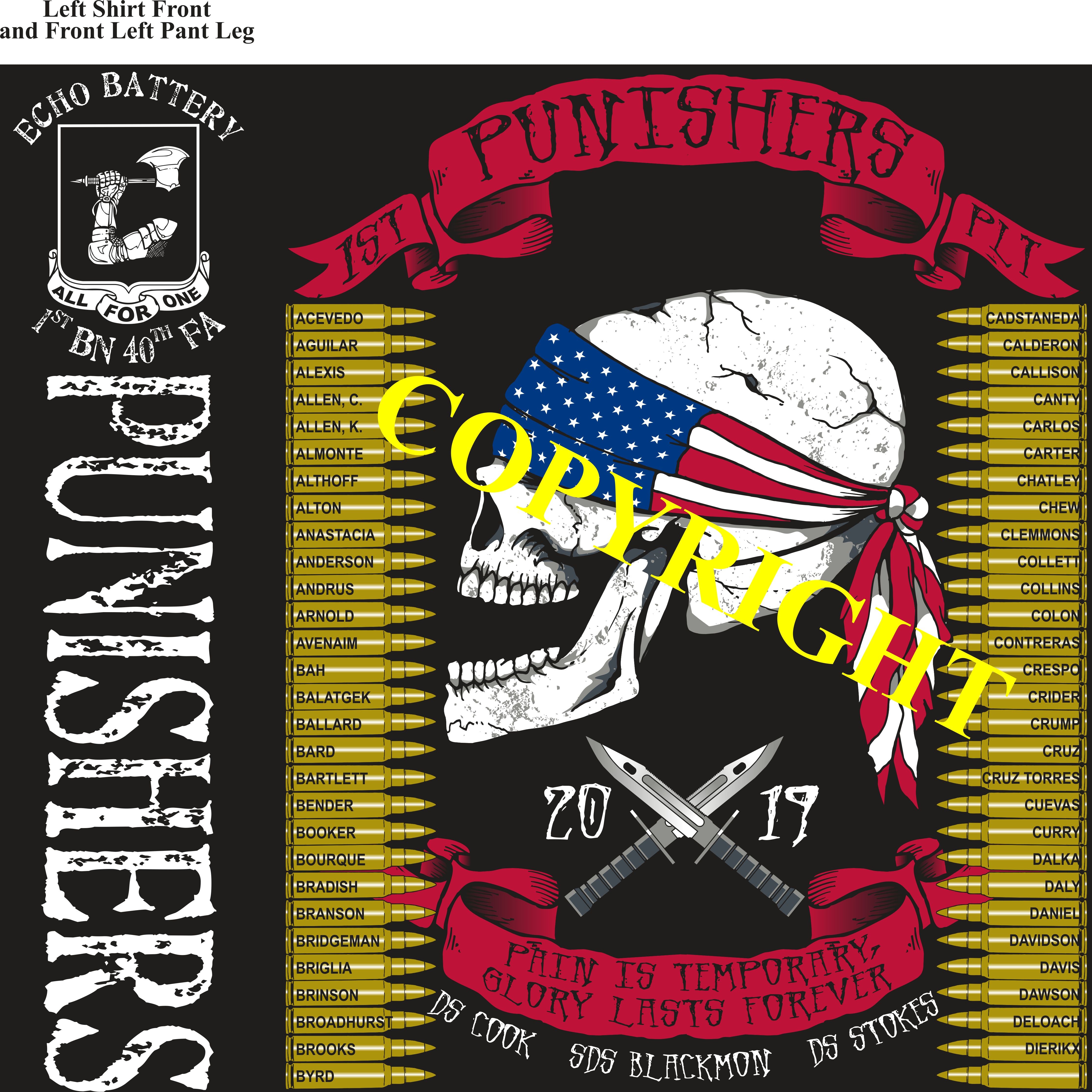 Platoon Shirts (2nd generation print) ECHO 1st 40th PUNISHERS SEPT 2019