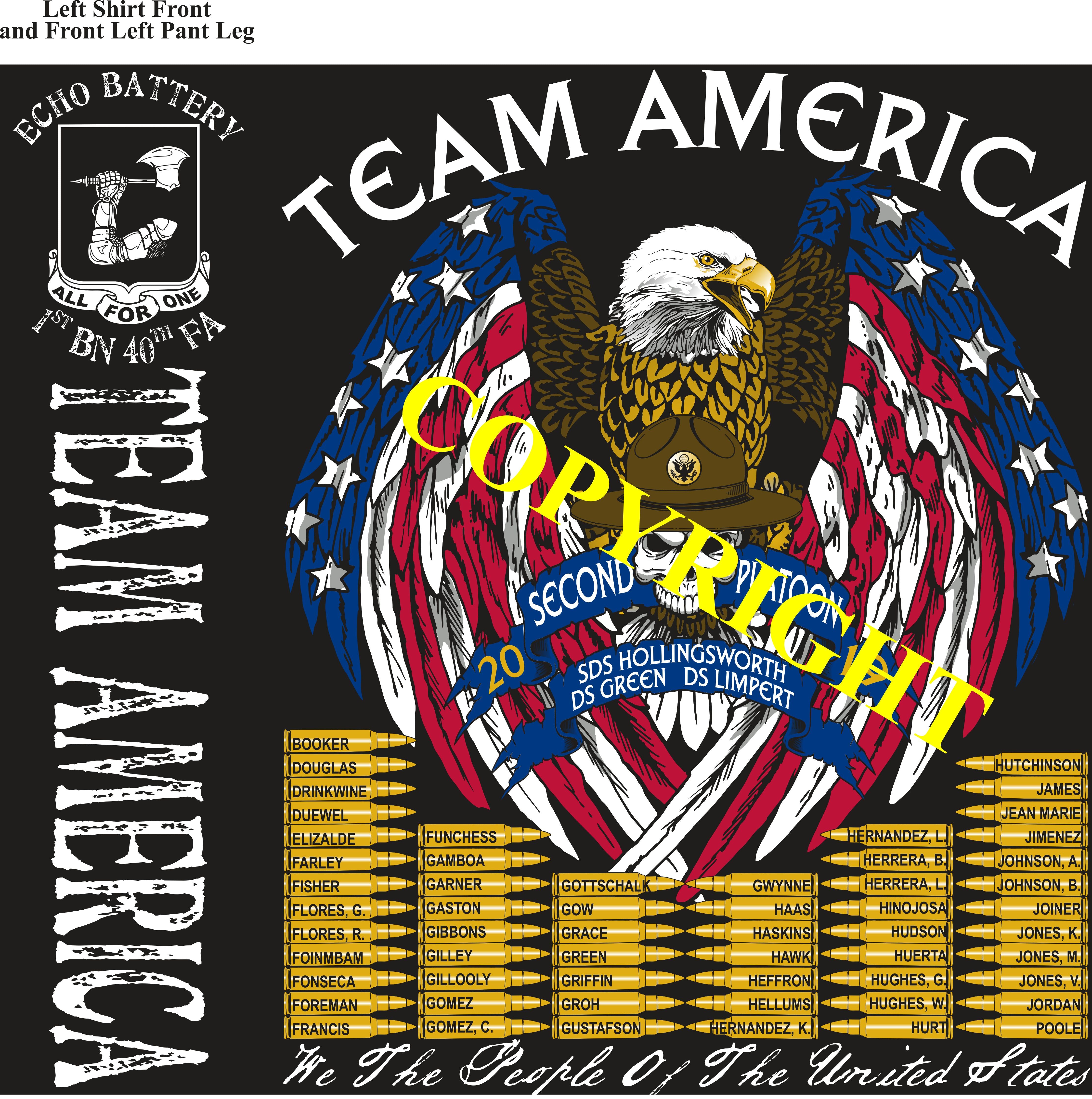 Platoon Shirts (2nd generation print) ECHO 1st 40th TEAM AMERICA SEPT 2019
